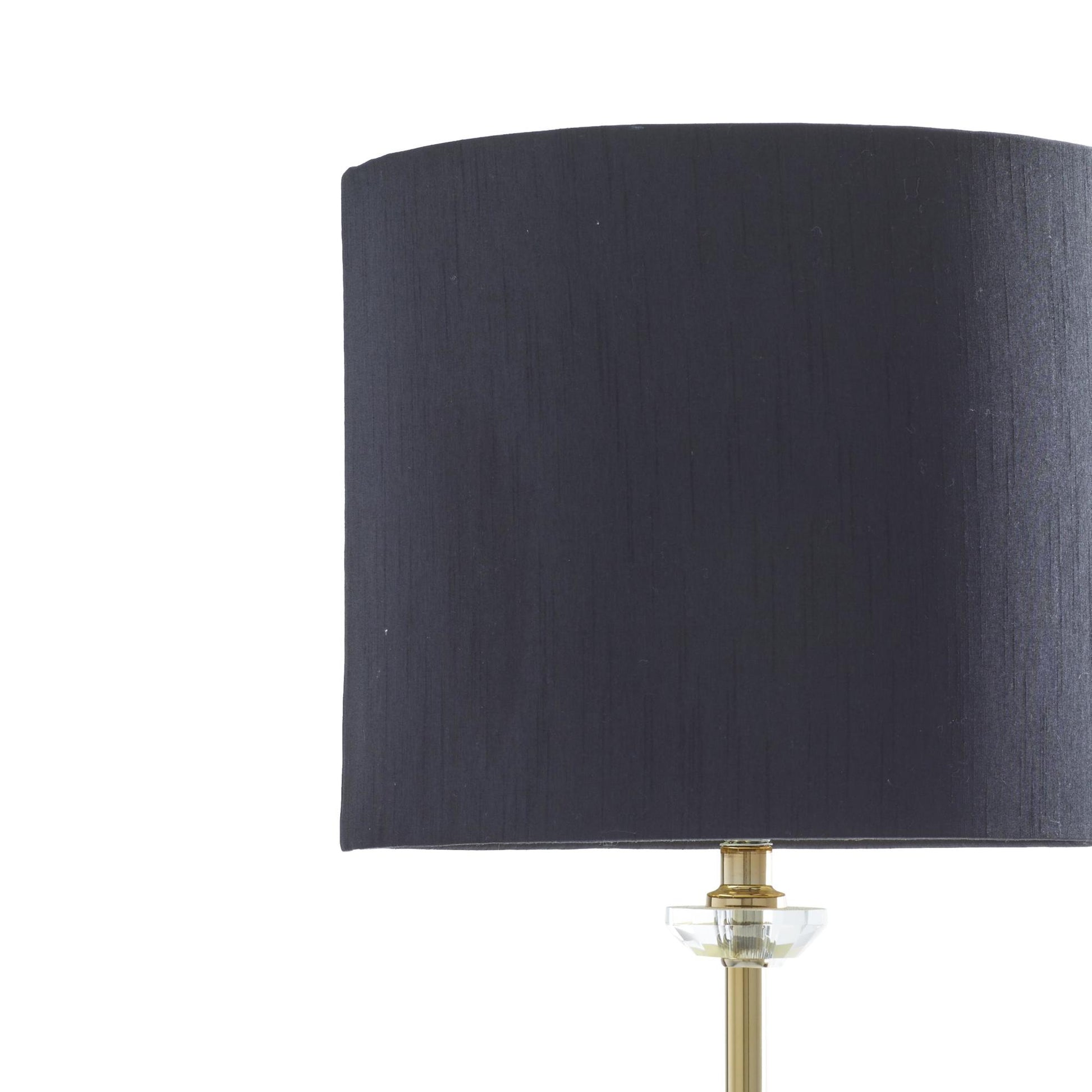 Gold Metal Room Buffet Lamp with Black Shade and Crystal Accent