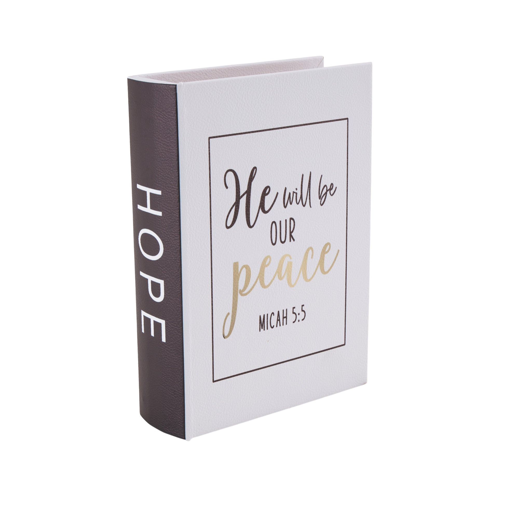 Set of 3 Text White Faux Leather Love, Hope, Faith Faux Book Storage Decorative Box