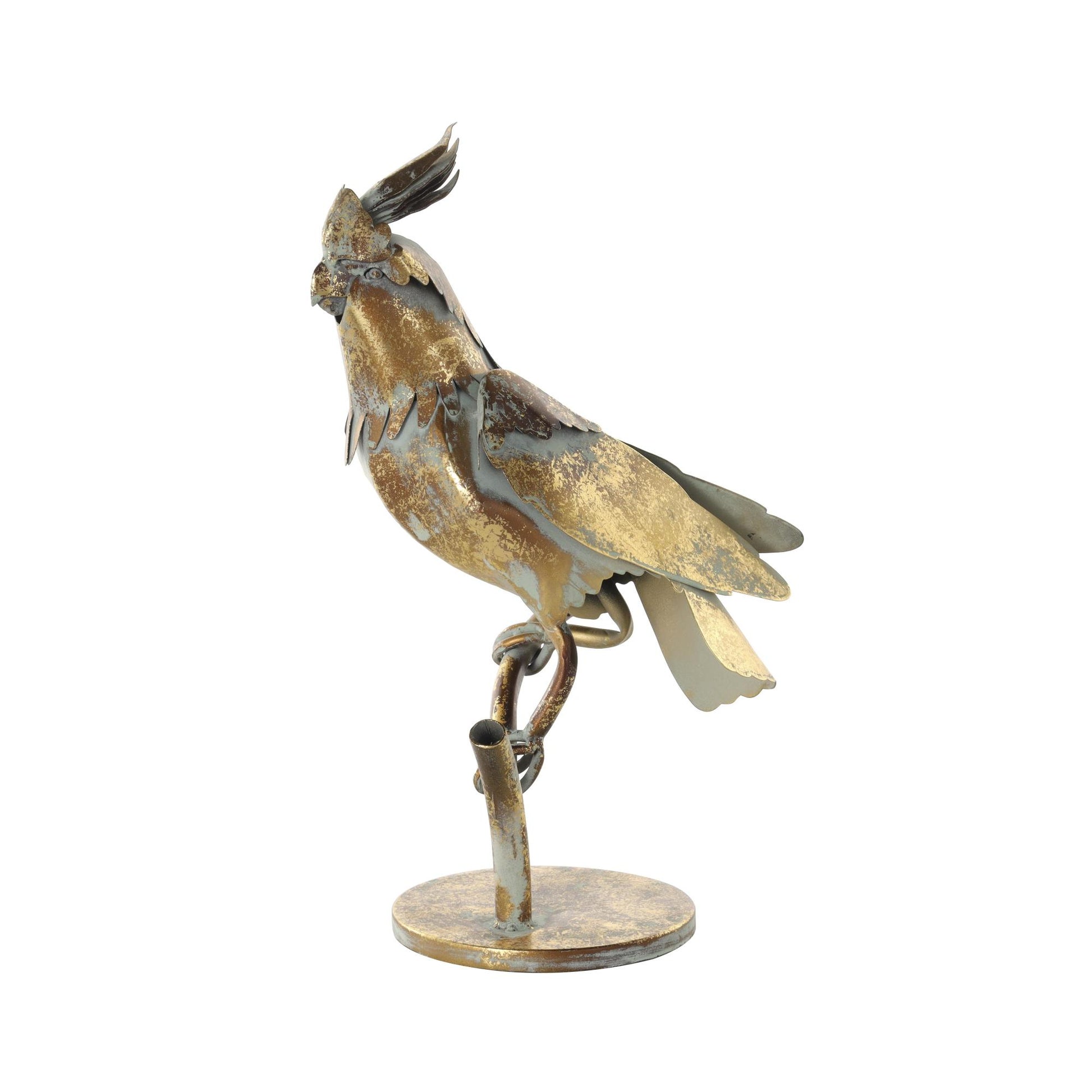 Parrot Bronze Metal Patina Decorative Garden Sculpture with Branch Base