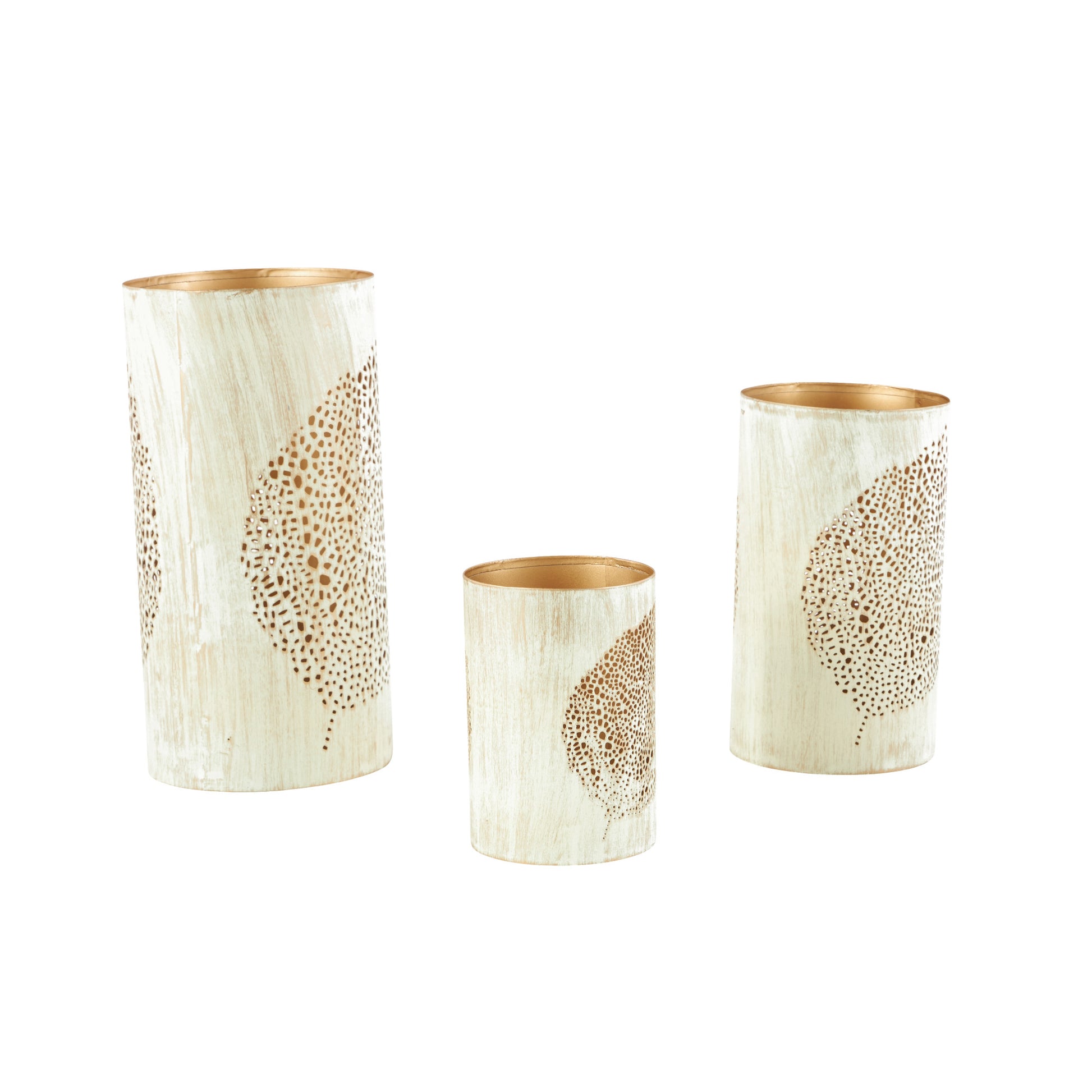 Set of 3 Geometric Metal Decorative Indoor Outdoor Candle Lantern Set of 3 12", 10", 6"H