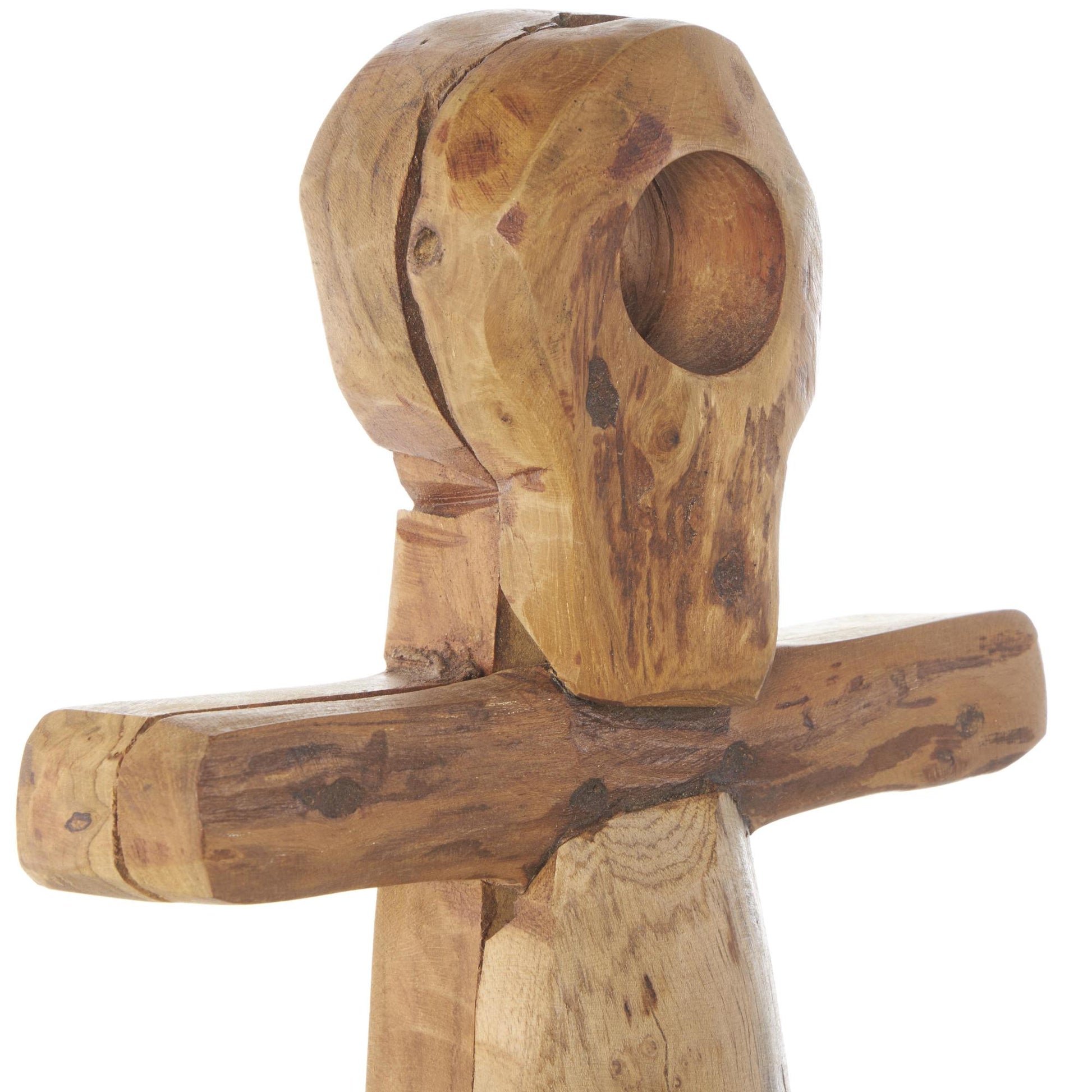 Anchor Brown Teak Wood Handmade Decorative Sculpture with Mosaic Live Edge Pieces