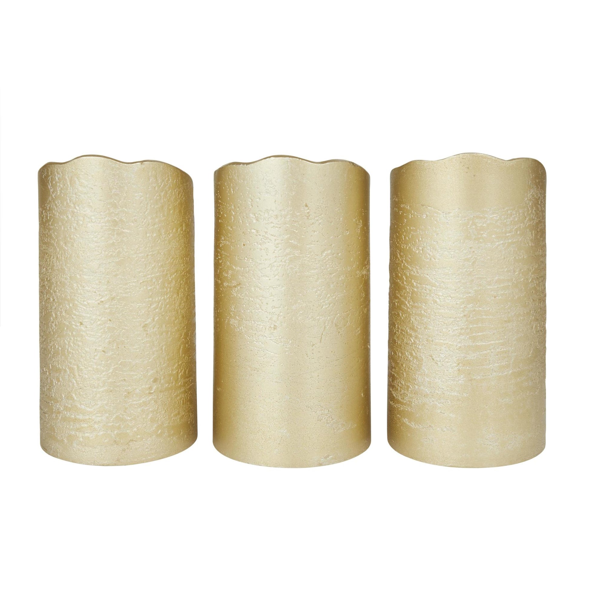 Set of 3 Wax Indoor Outdoor Flameless Candle with Remote Control