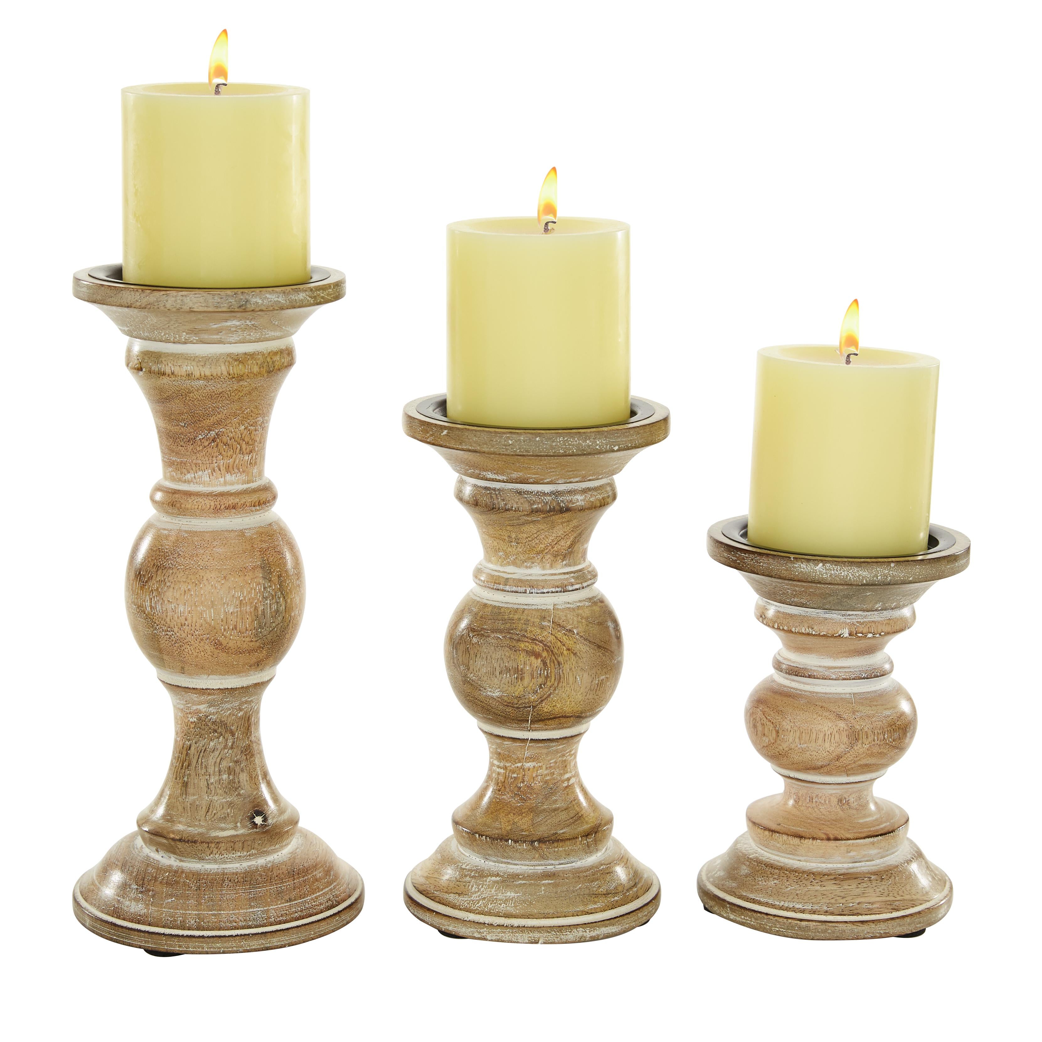 Set of 3 Wood Decorative Candle Holder