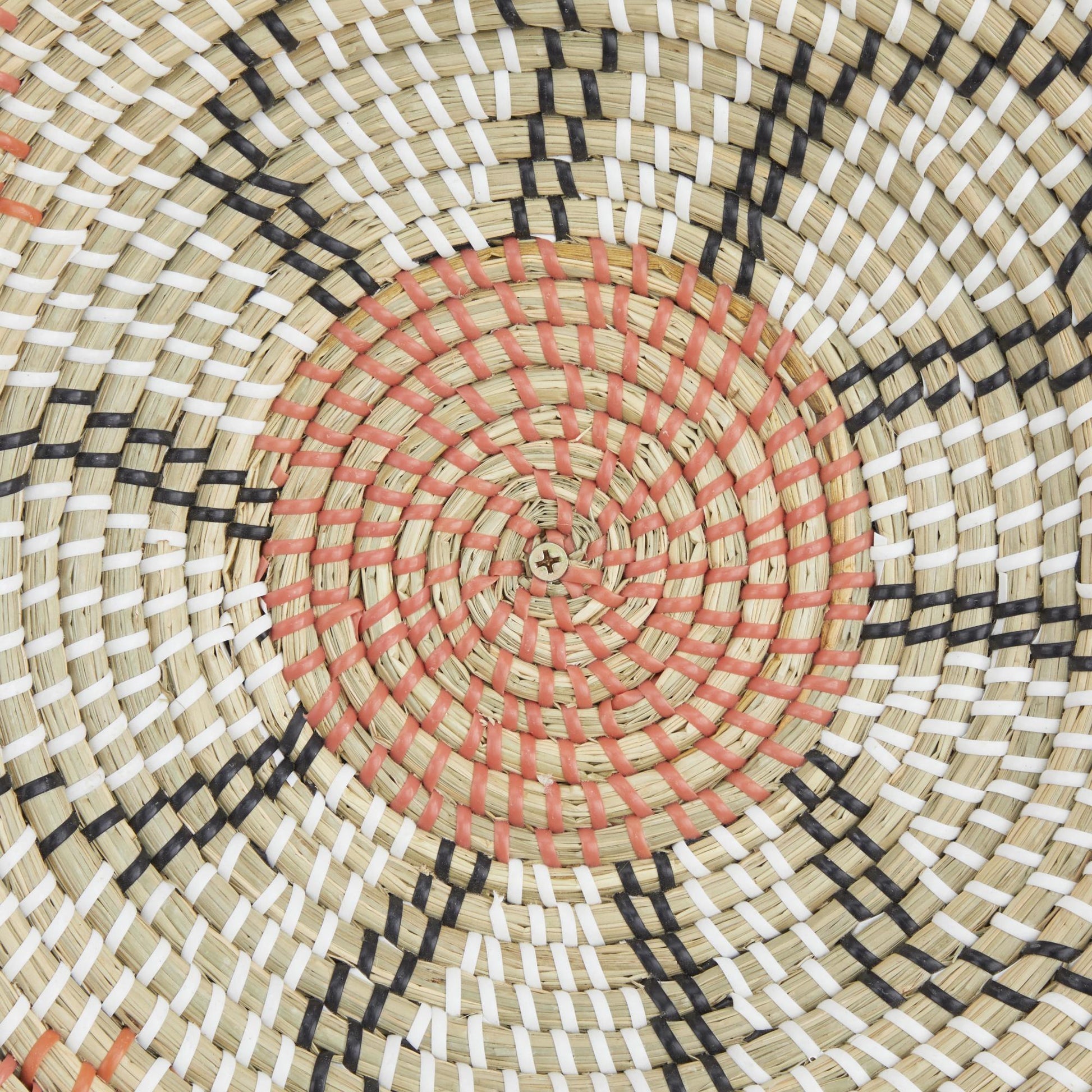 Set of 6 Plate Orange Seagrass Handmade Patterned Basket Home Wall Decor