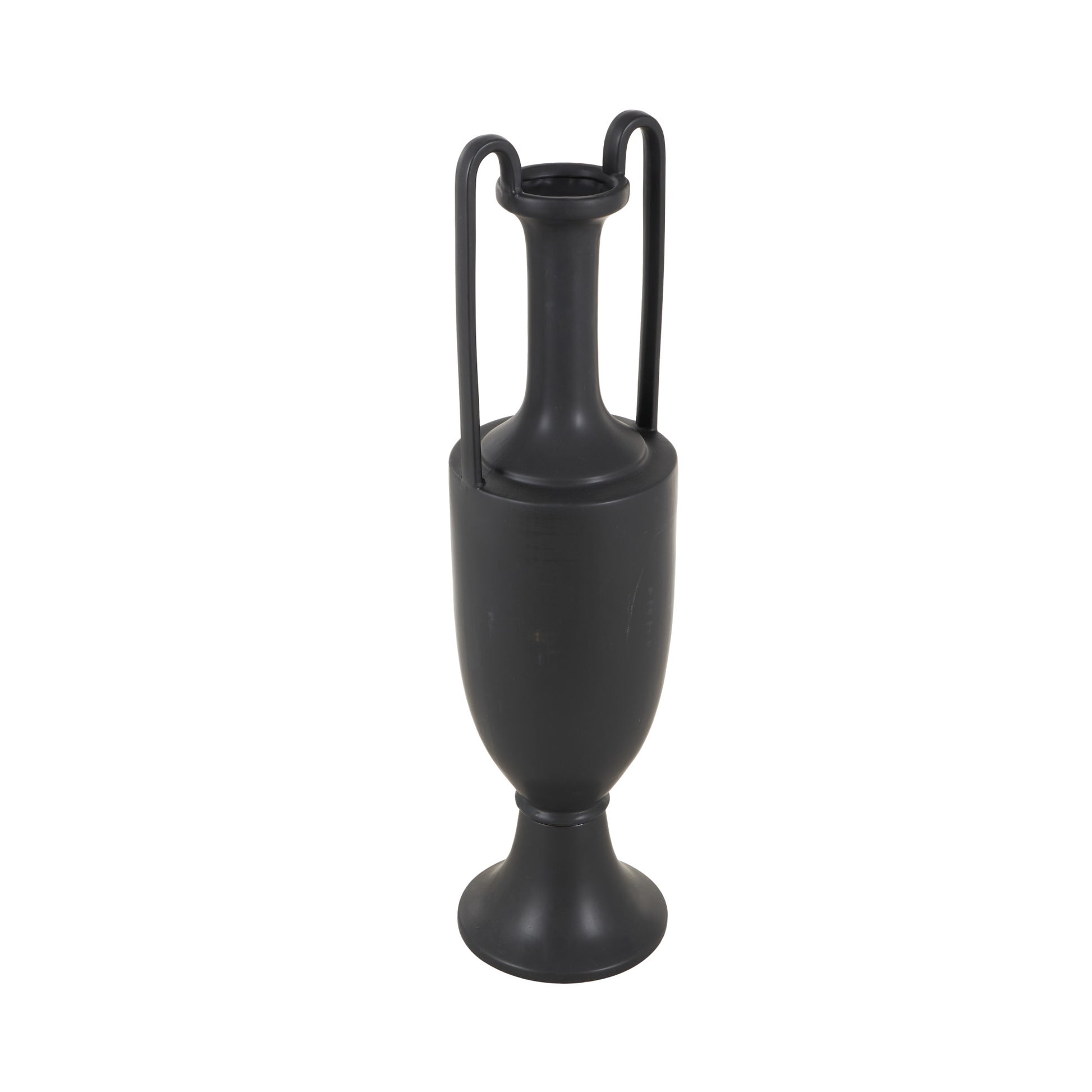 Ceramic Fluted Urn Shaped Decorative Vase with Arch Handles