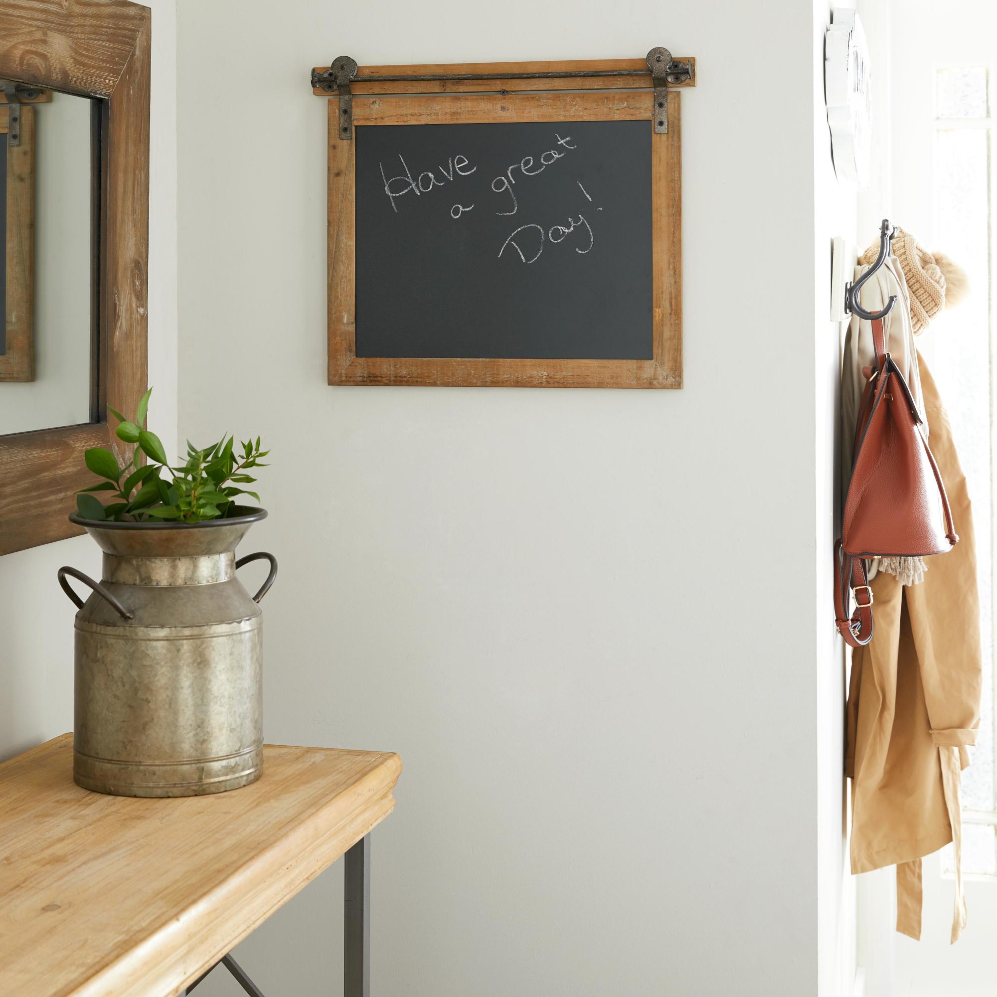 Sign Brown Wood Chalkboard Home Wall Decor with Barn Door Inspired Top