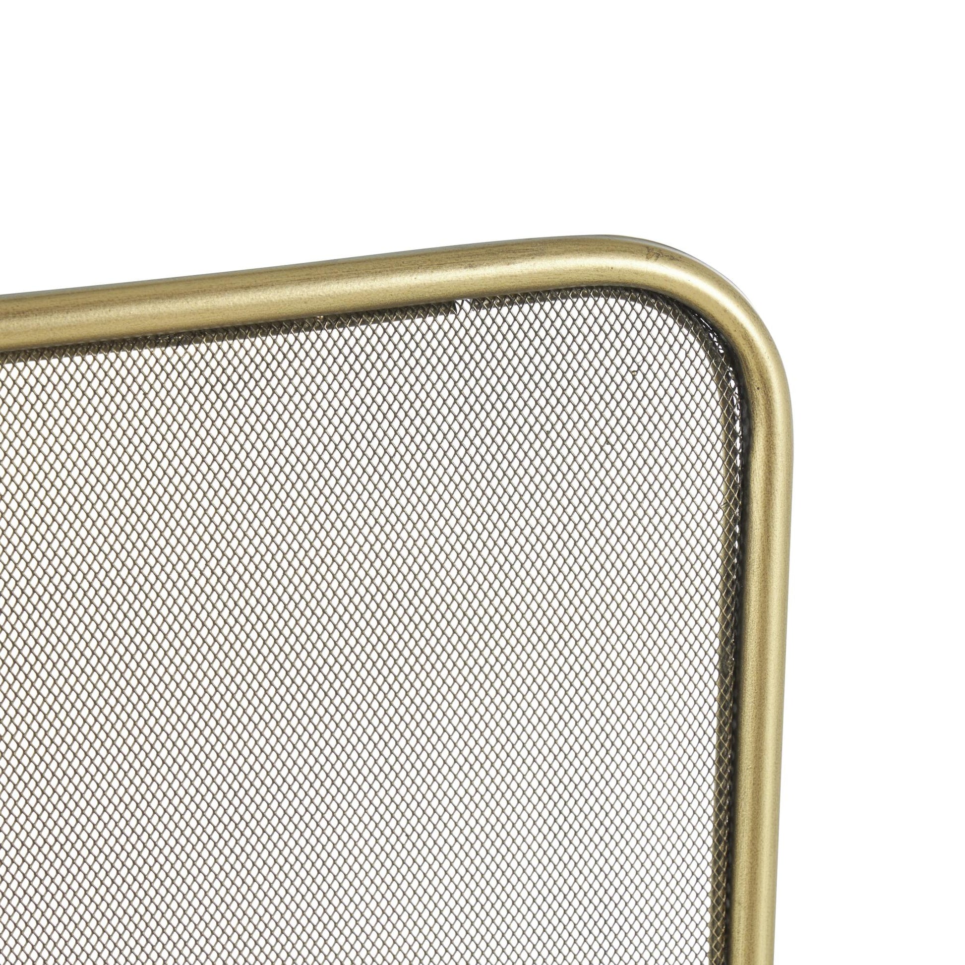 Geometric Gold Metal 1 Panel Living Room Fireplace Screen with Rounded Edges and Rectangular Base