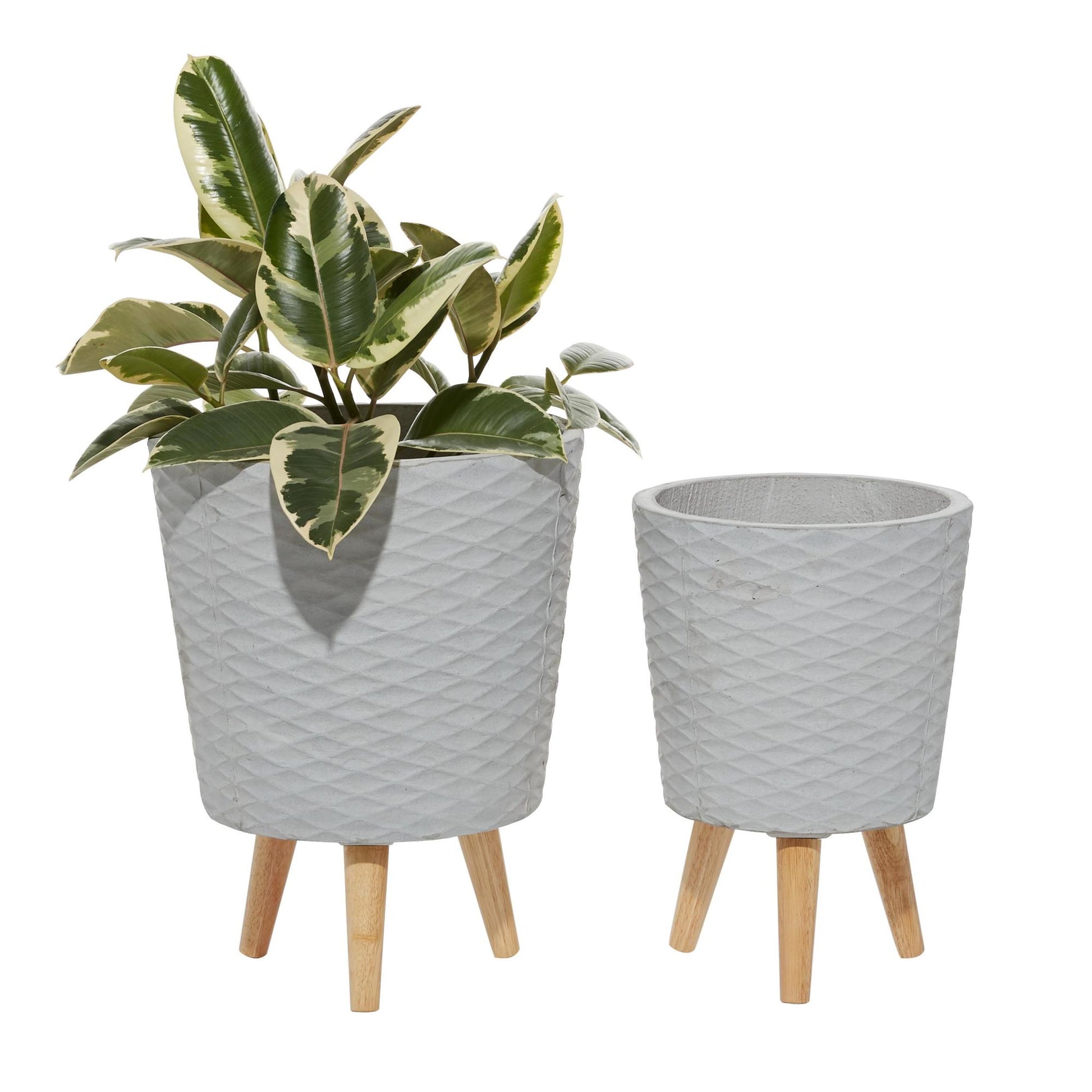 Set of 2 Gray Wood Indoor Outdoor Planter
