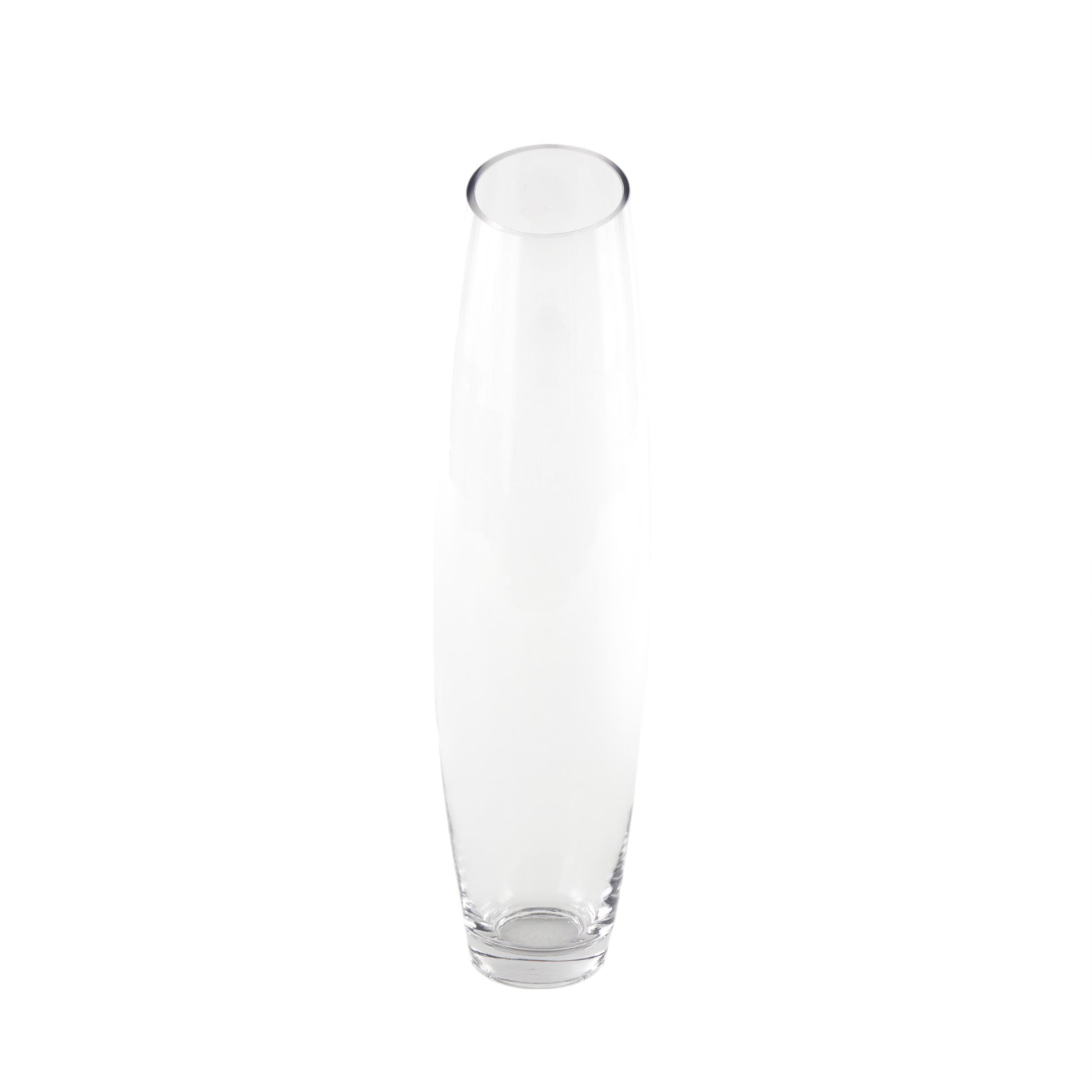 Clear Glass Tall Slanted Decorative Vase