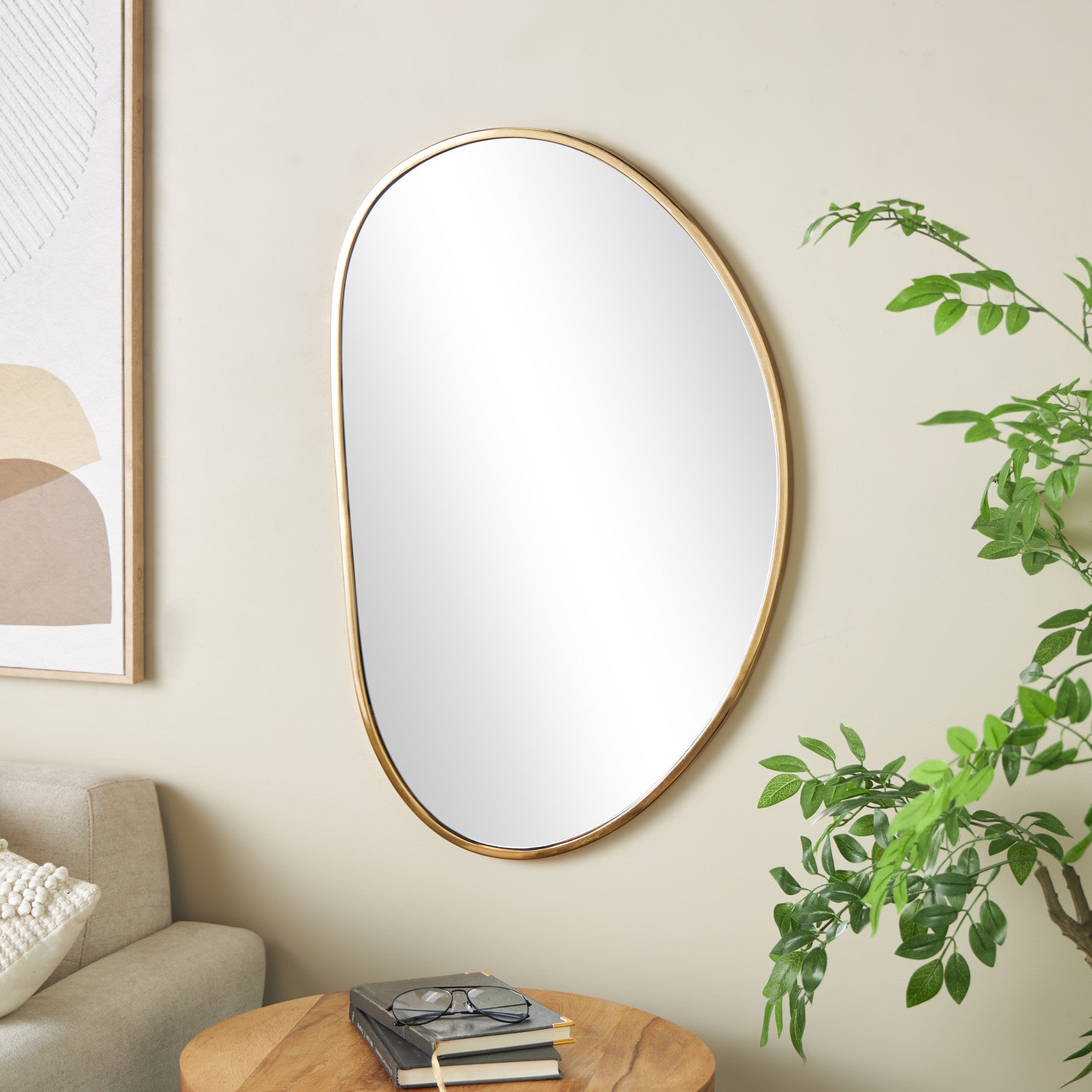 Gold Metal Oval Room Wall Mirror