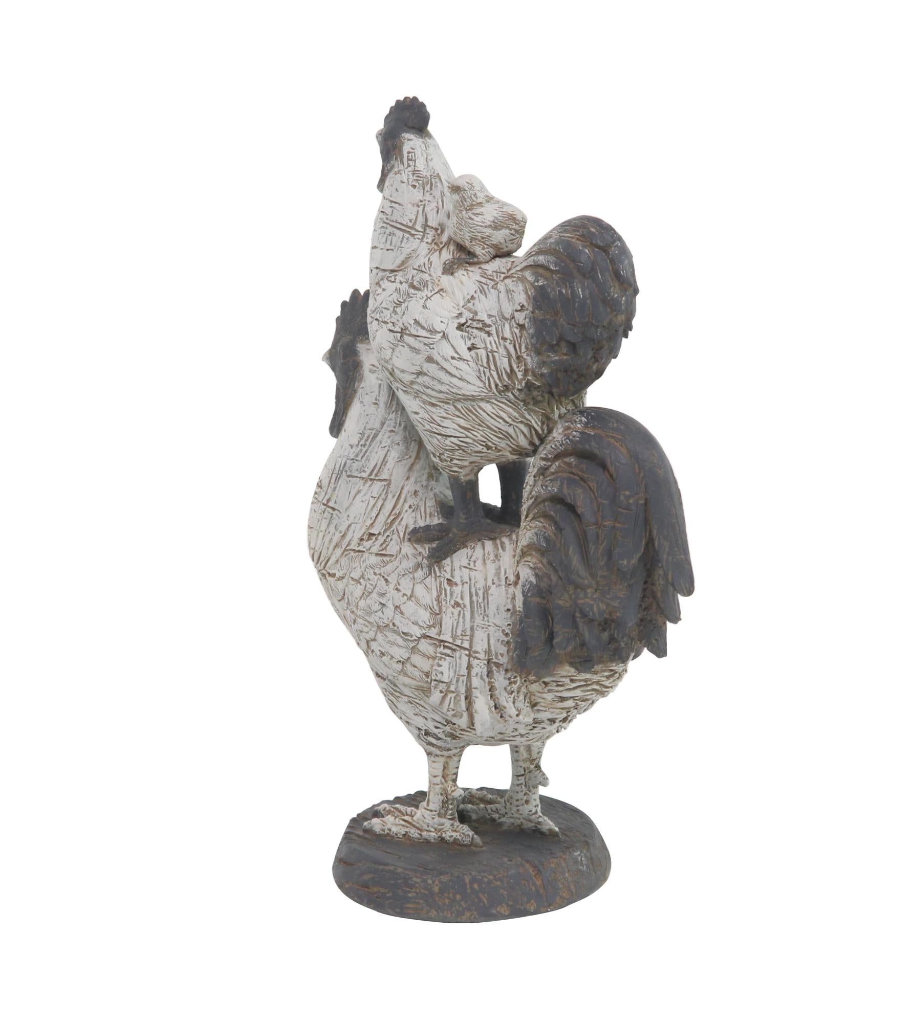 Rooster White Polyresin Decorative Sculpture