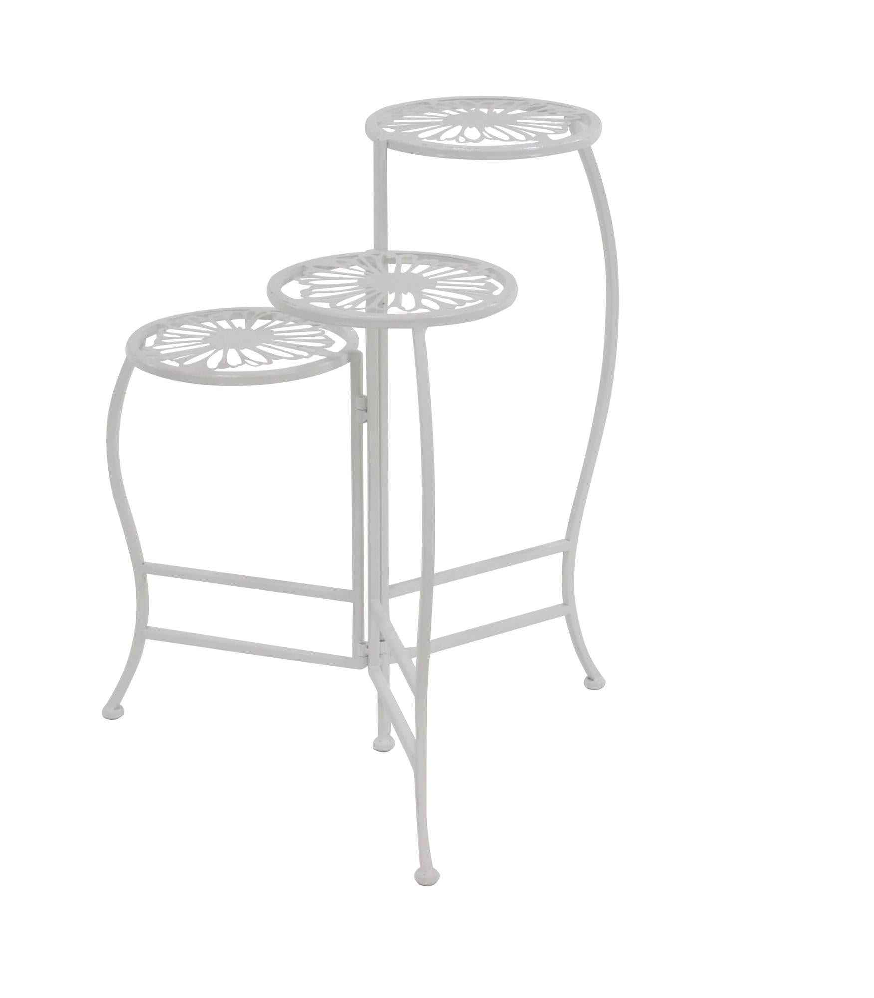 Floral Metal 3 Tier Indoor Outdoor Plantstand