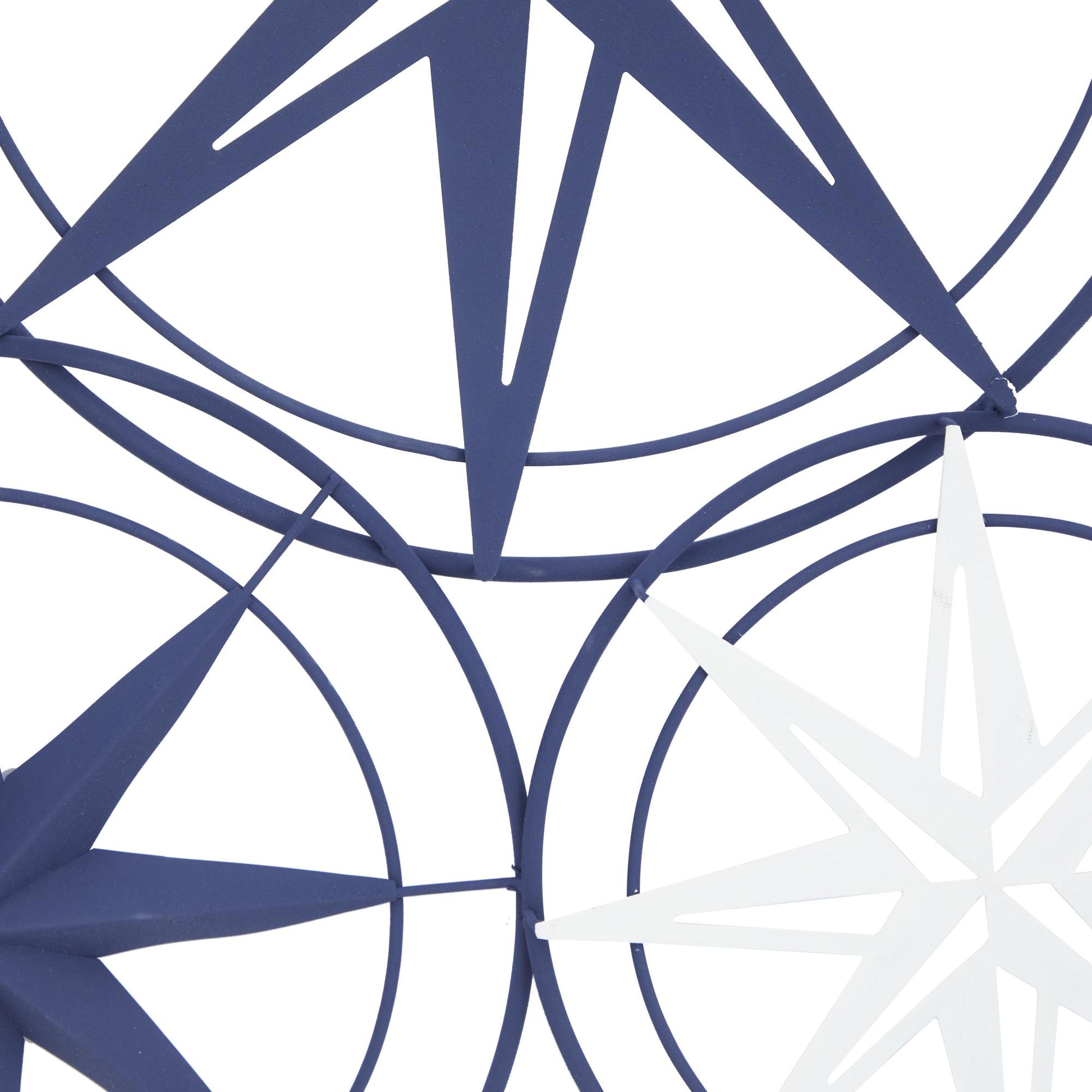 Star Blue Metal Indoor Outdoor Cutout Compass Home Wall Decor with Overlapping Frames