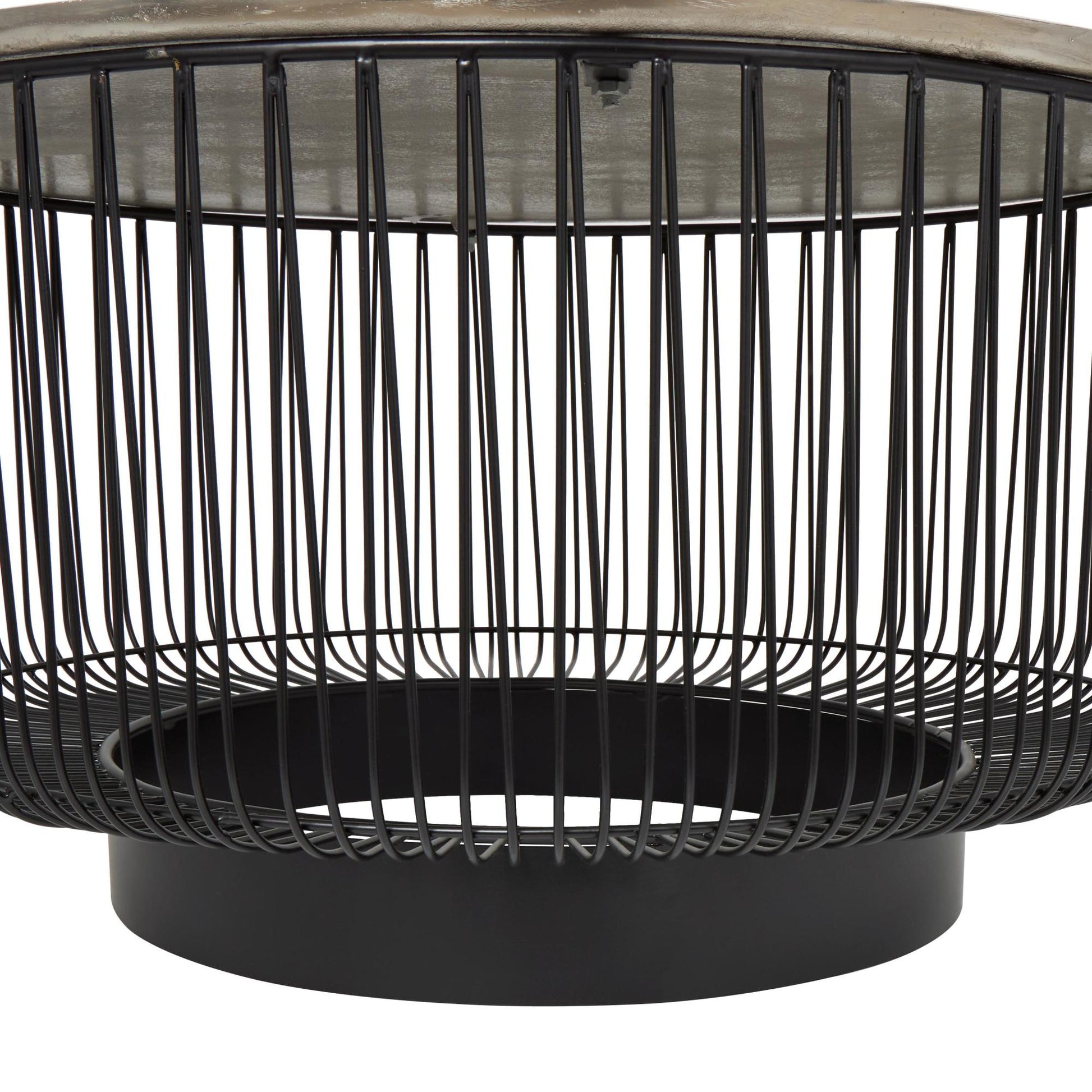 Geometric Black Aluminum Metal Open Frame Wire Coffee Table with Silver Aluminum Top