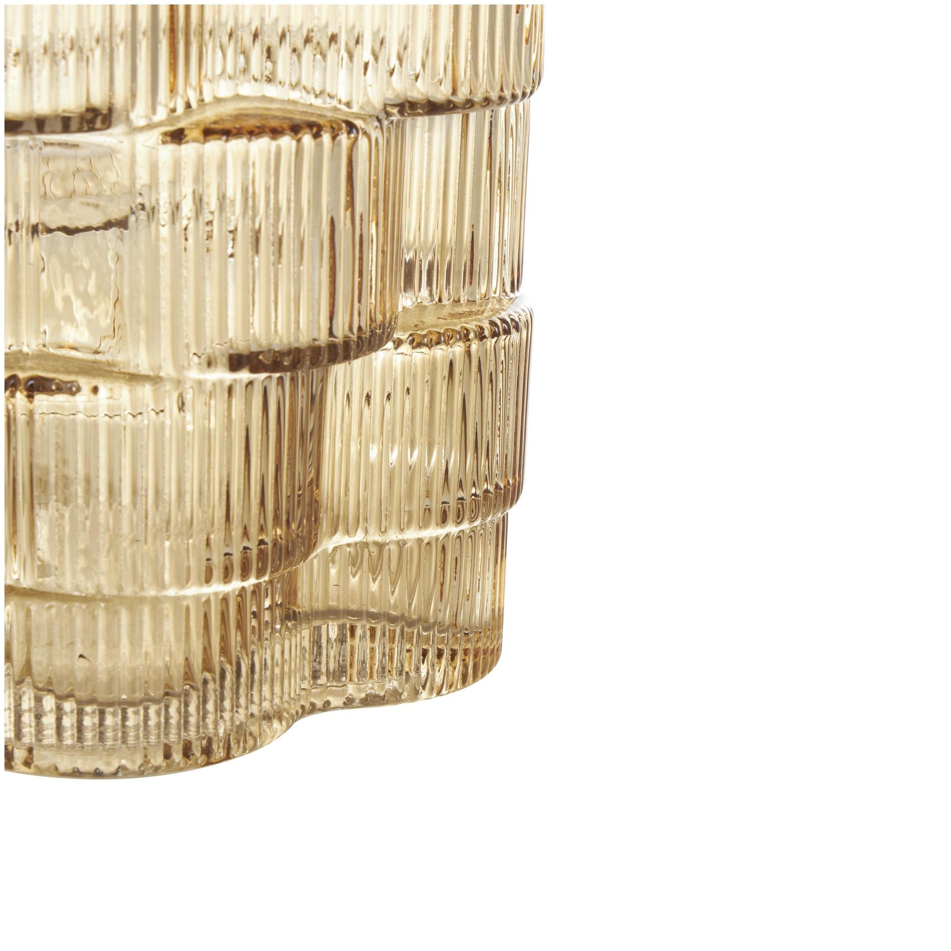 Set of 2 Floral Glass Ribbed Stacked Decorative Vase