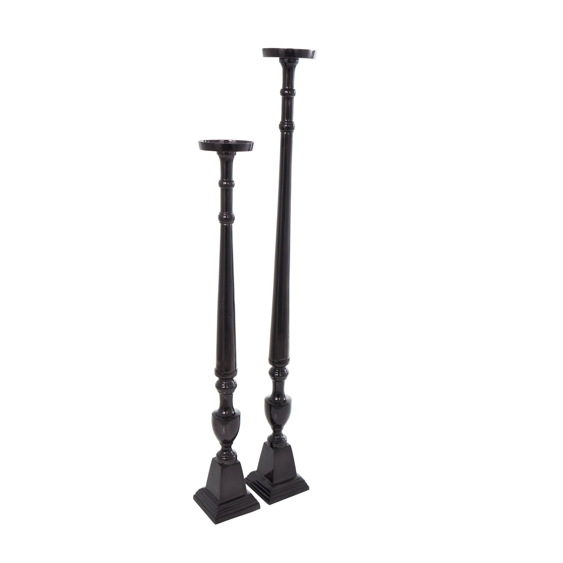 Set of 2 Aluminum Metal Tall Floor Decorative Candle Holder