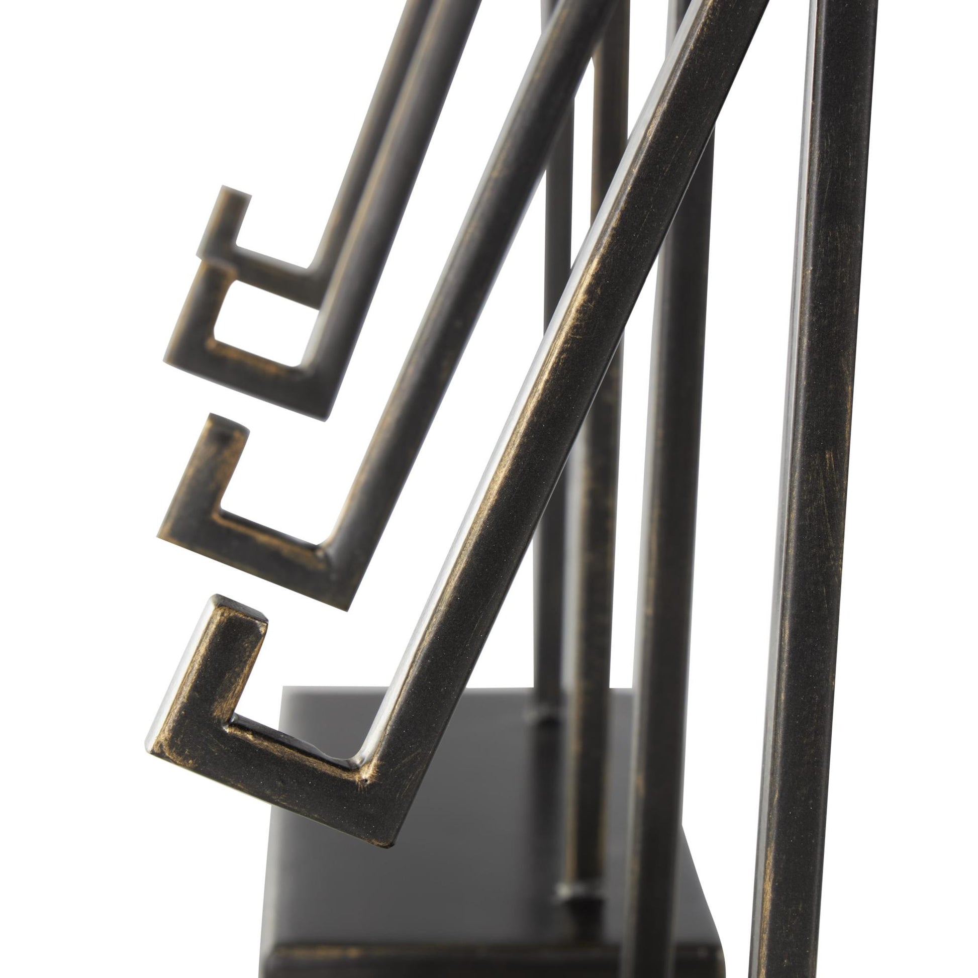 Set of 2 Black Metal Modern Tabletop Abstract Display Easel with Gold Accents