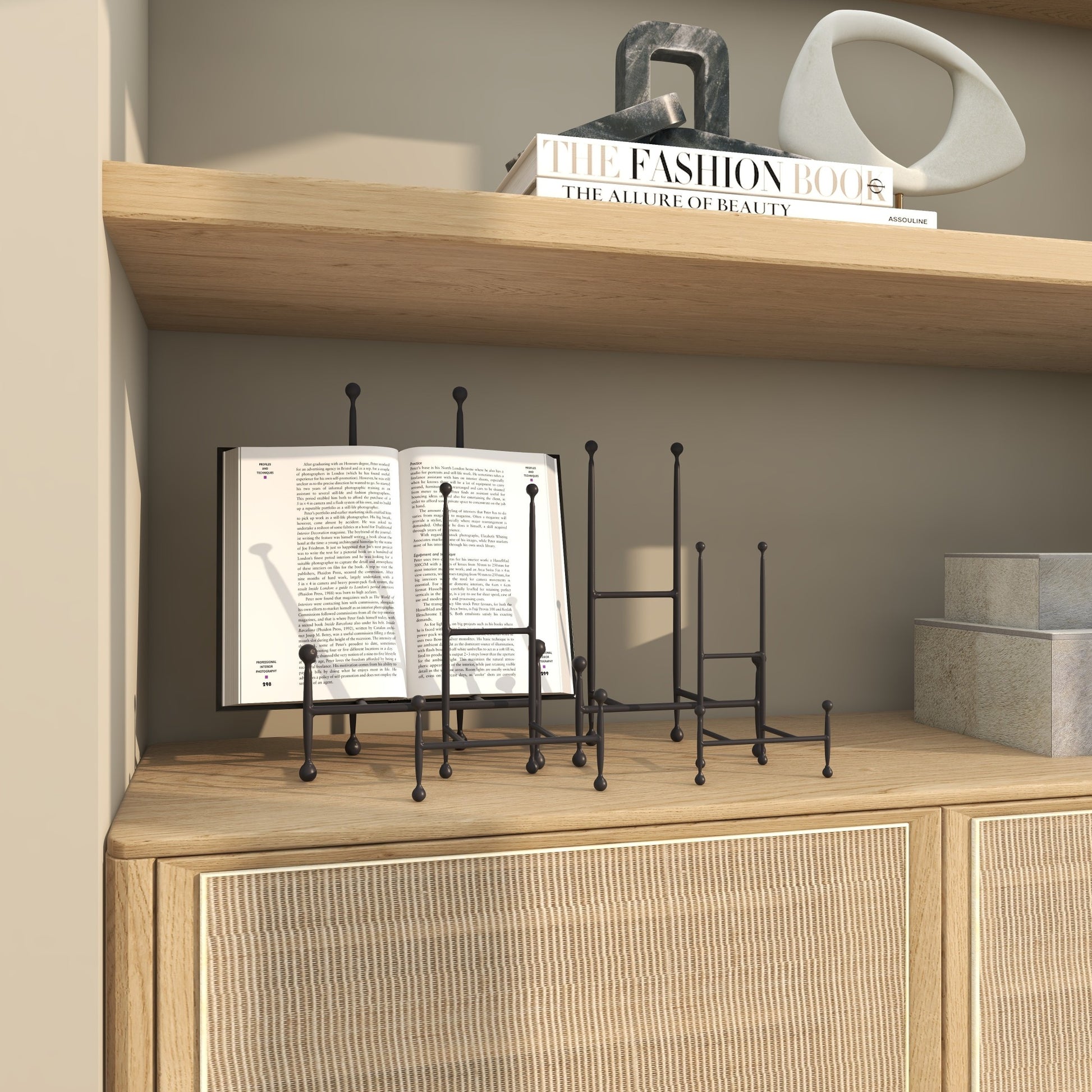 Set of 4 Black Metal Tabletop Rectangular Display Easel with Ball Accents