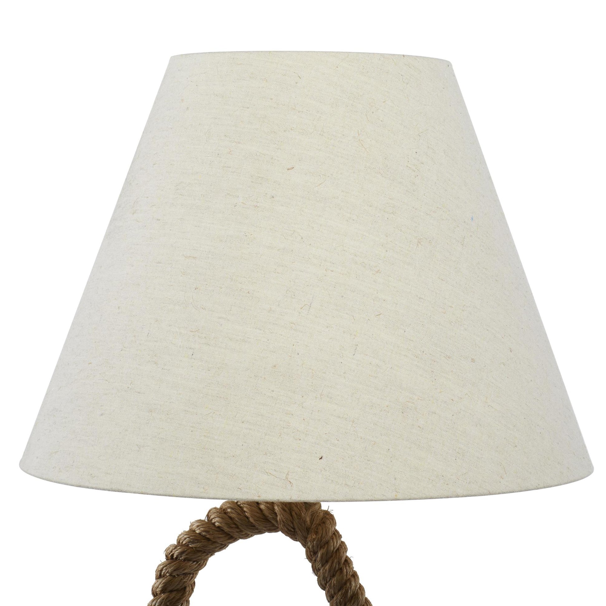 Brown Jute Rope Twisted Rope Room Floor Lamp with Cream Linen Shade