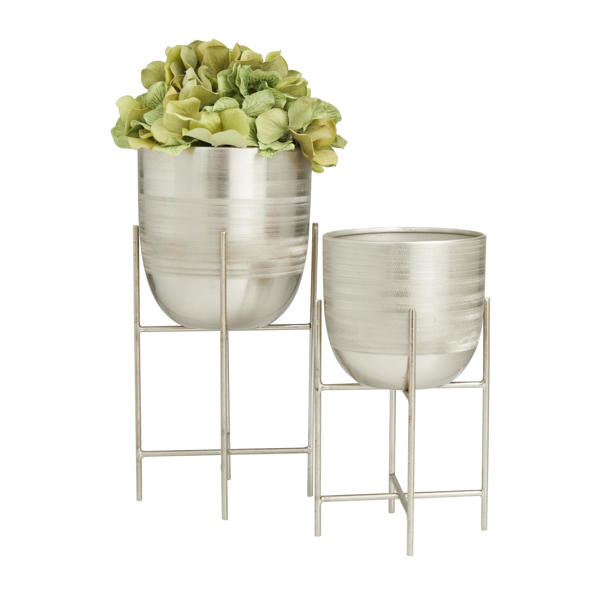 Set of 2 Metal Indoor Outdoor Planter with Removable Stand