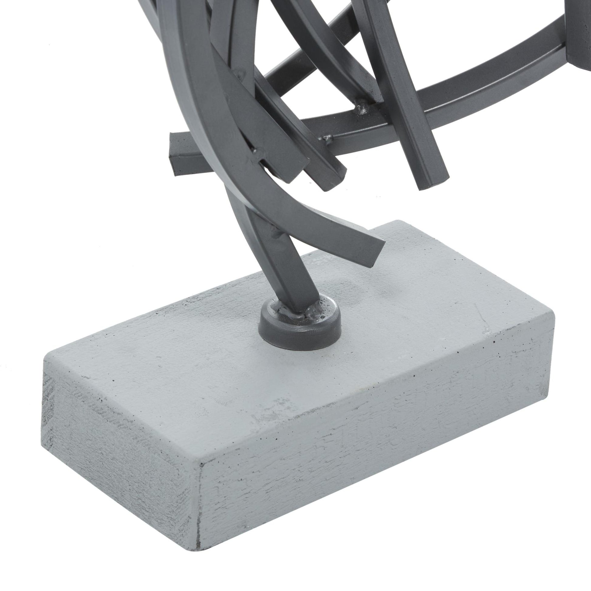 Abstract Dark Gray Metal Decorative Sculpture with Marble Base