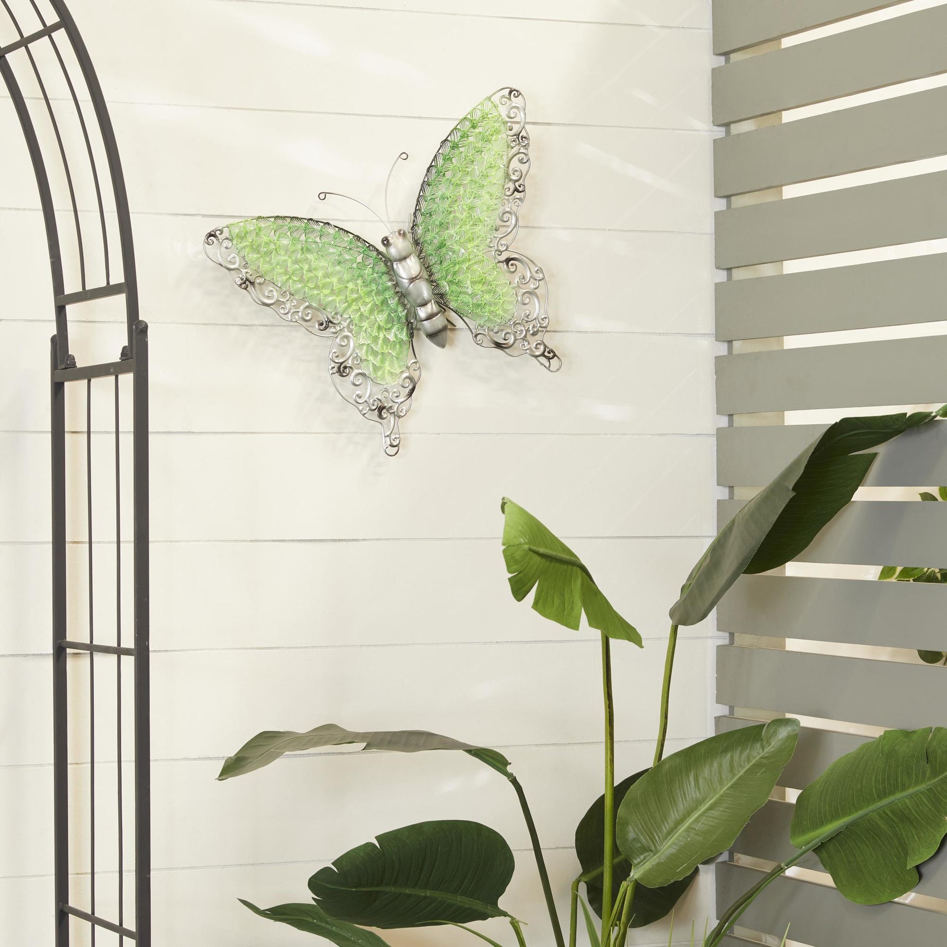 Butterfly Metal Cutout Home Wall Decor with Silver Scroll Details