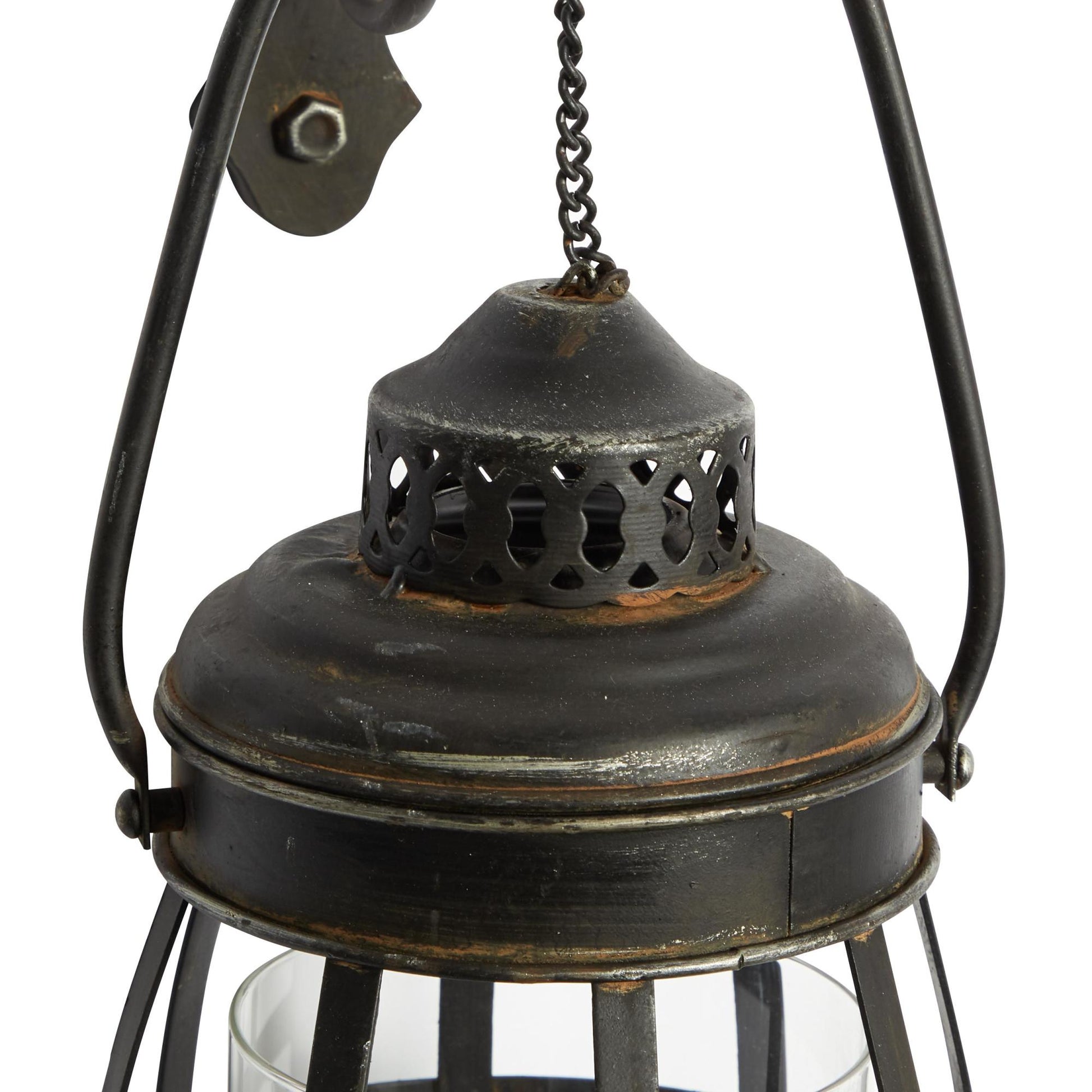 Brown Metal Suspended Pillar Lantern Indoor Outdoor Wall Sconce