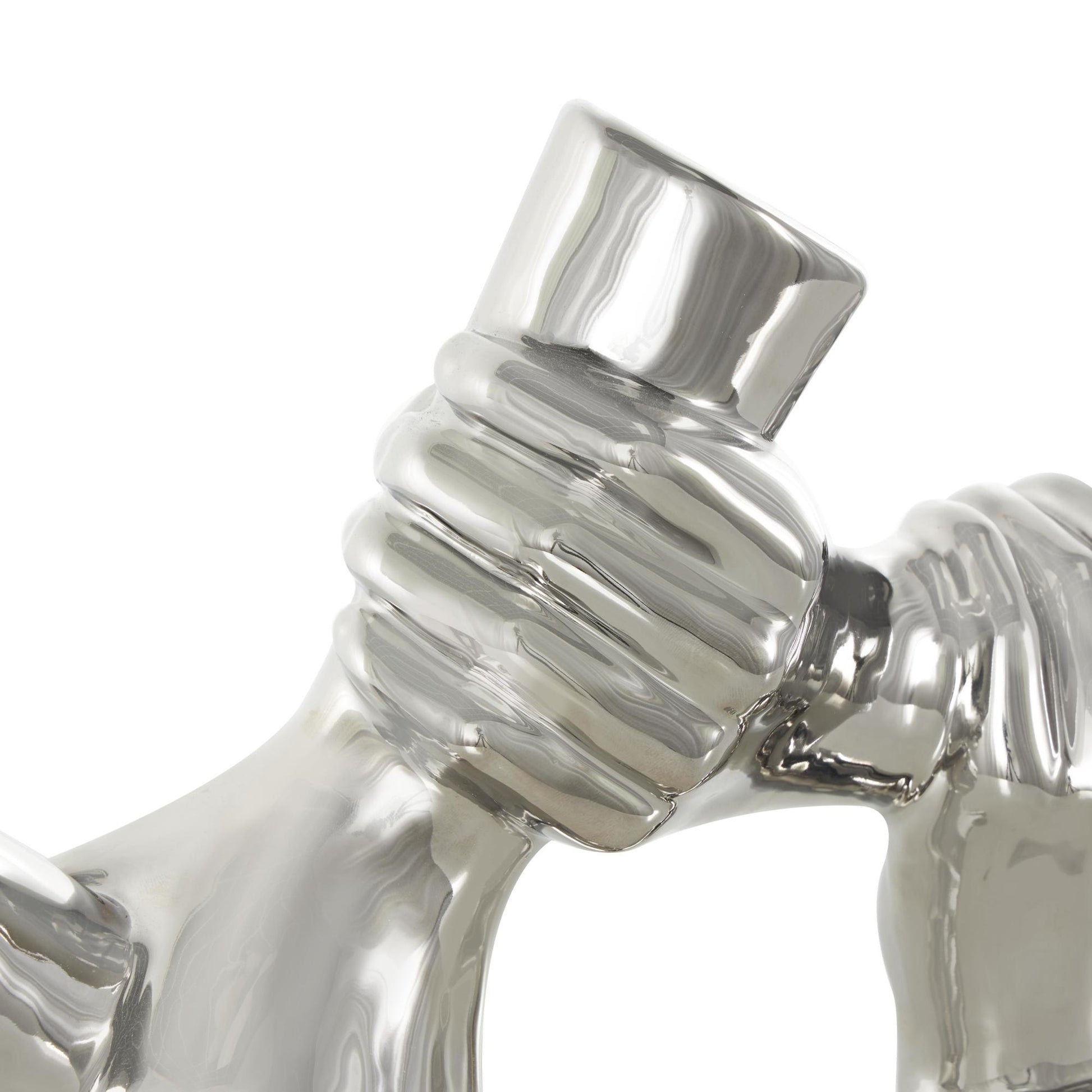 Hands Silver Ceramic Gripping Decorative Sculpture