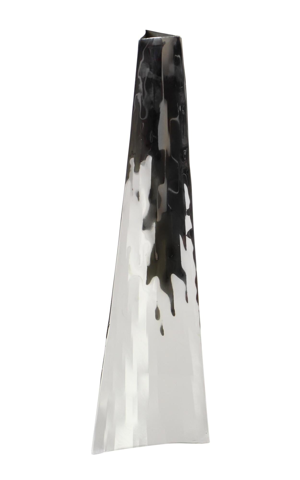 Silver Stainless Steel Metal Hammered Decorative Vase