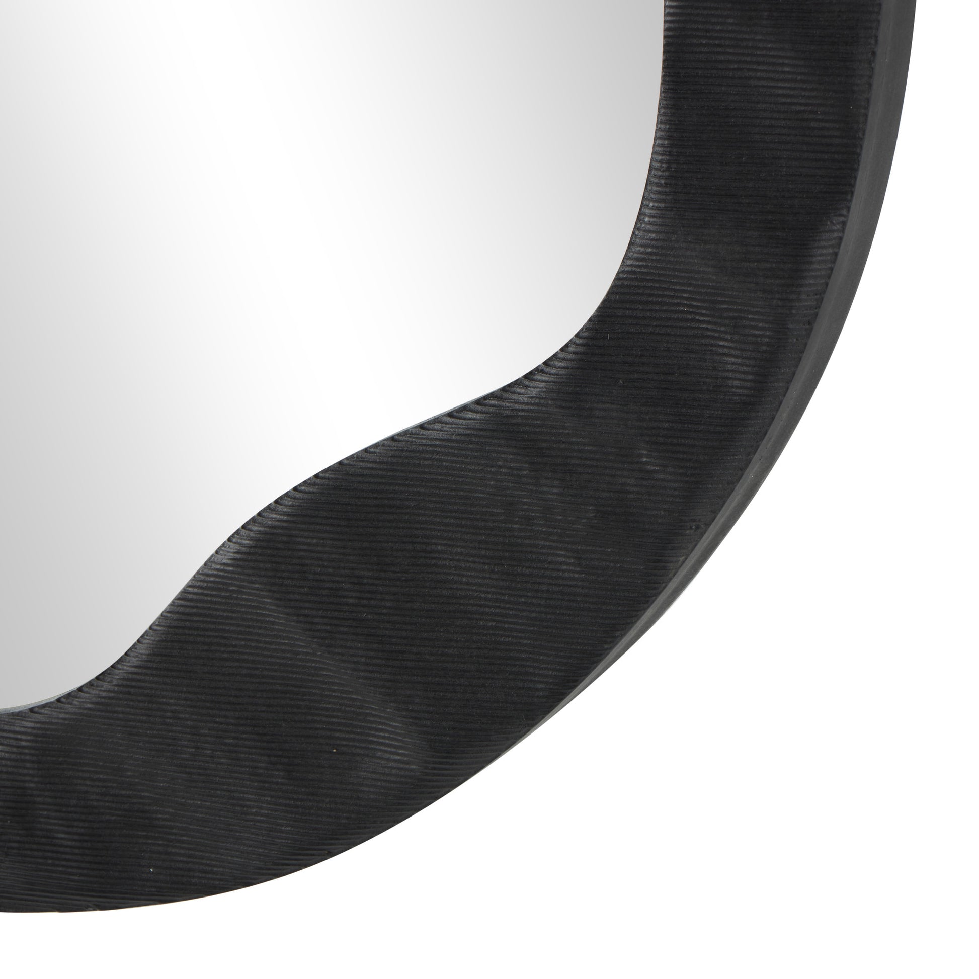 Abstract Black Velvet Wavy Room Wall Mirror