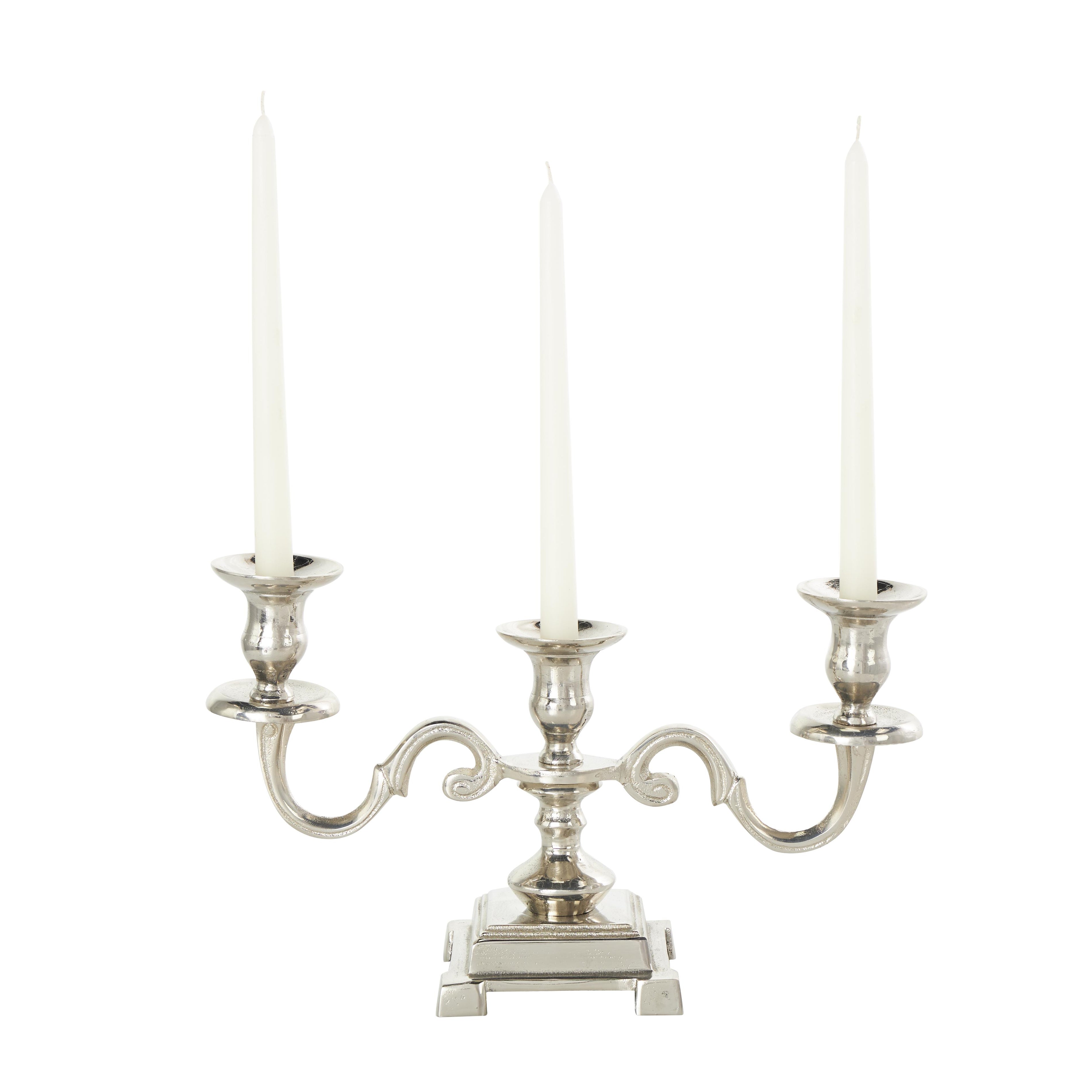 Scroll Silver Aluminum Metal Decorative Candelabra