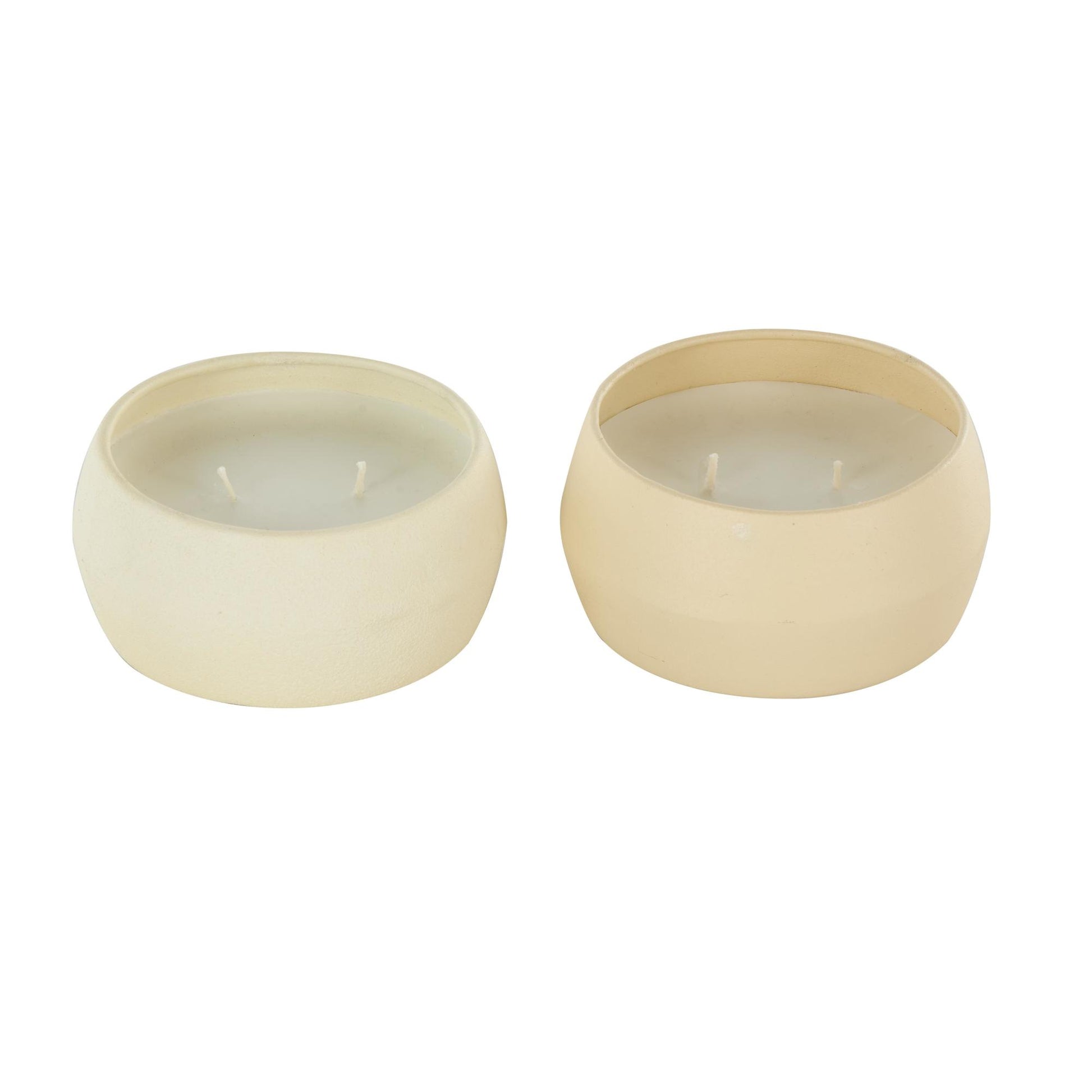 Set of 2 Metal Apple Cinnamon / Creamy Vanilla Swirl Scented Textured 9oz 2 Wick Decorative Candle with White Wax