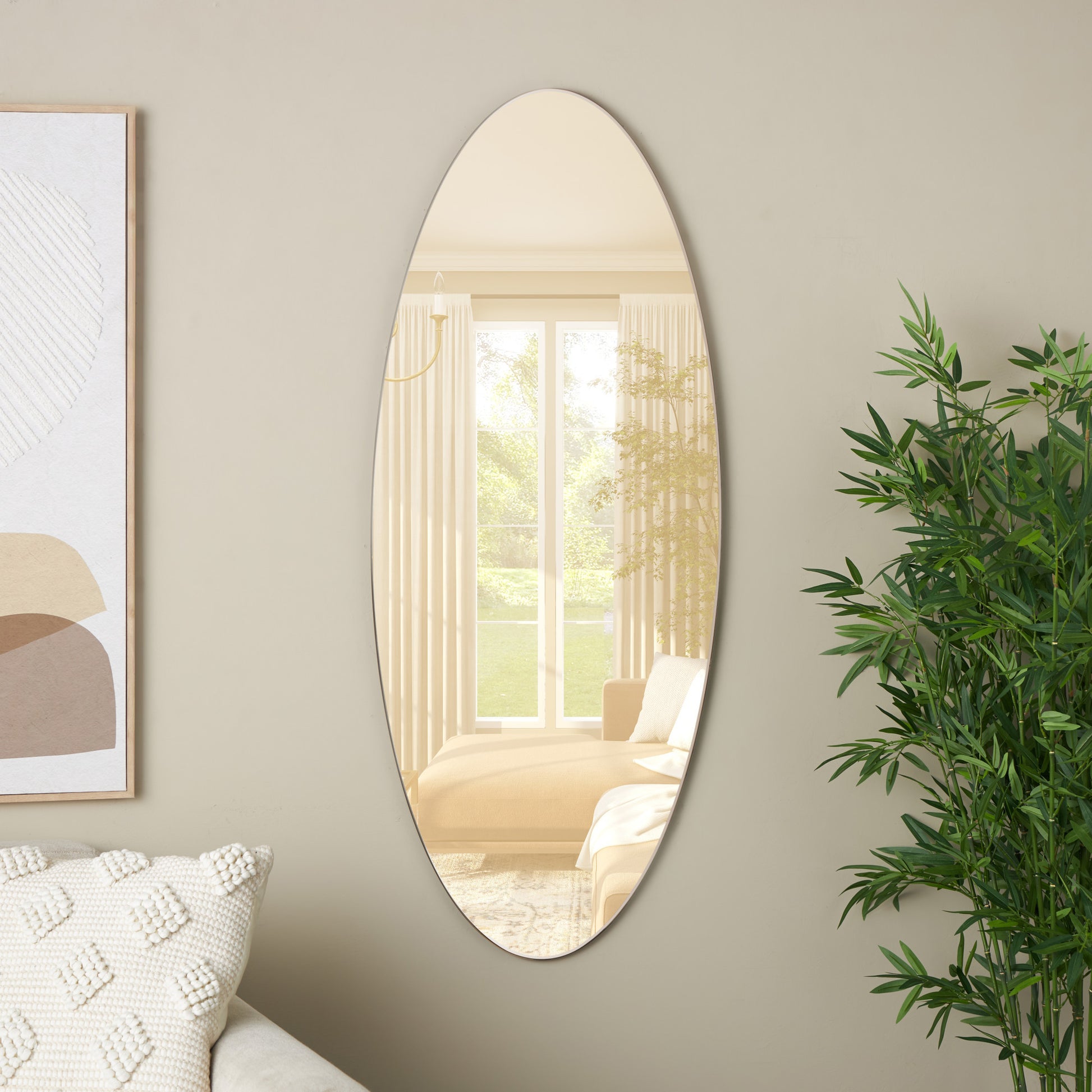 Glass Oval Room Wall Mirror