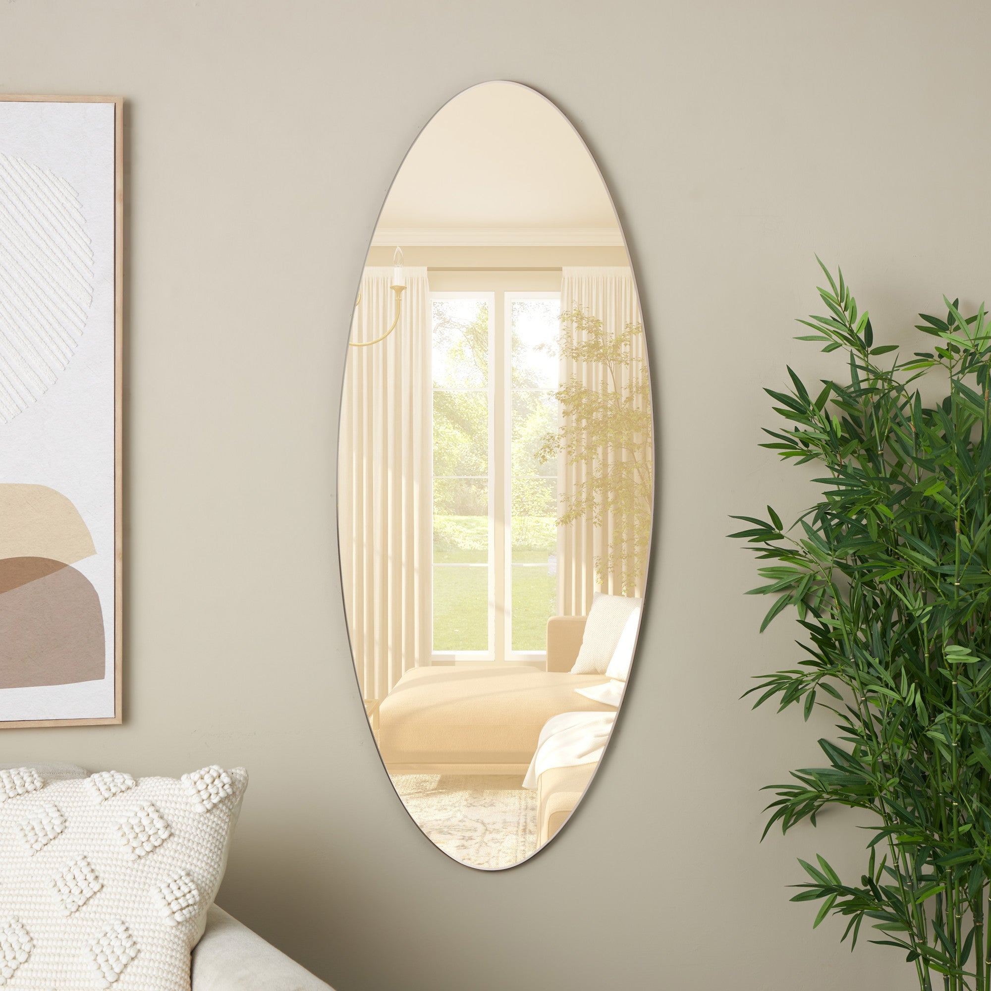 Glass Oval Room Wall Mirror