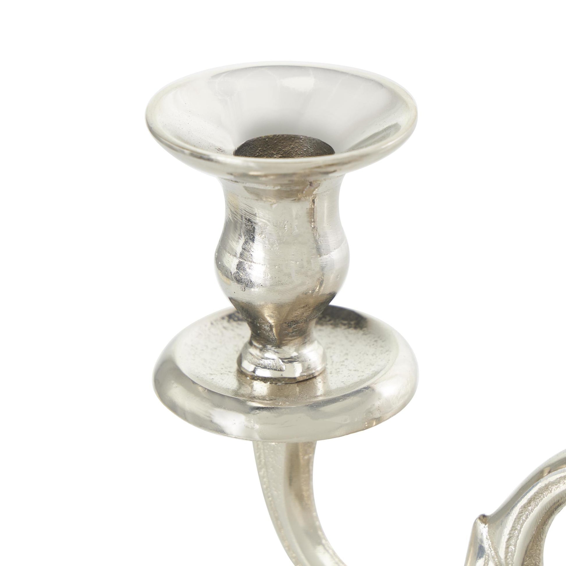 Scroll Silver Aluminum Metal Decorative Candelabra