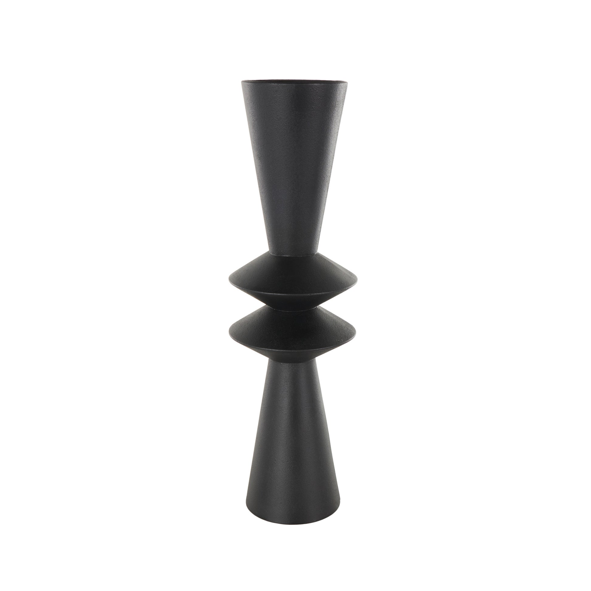 Black Metal Art Deco Fluted Decorative Vase