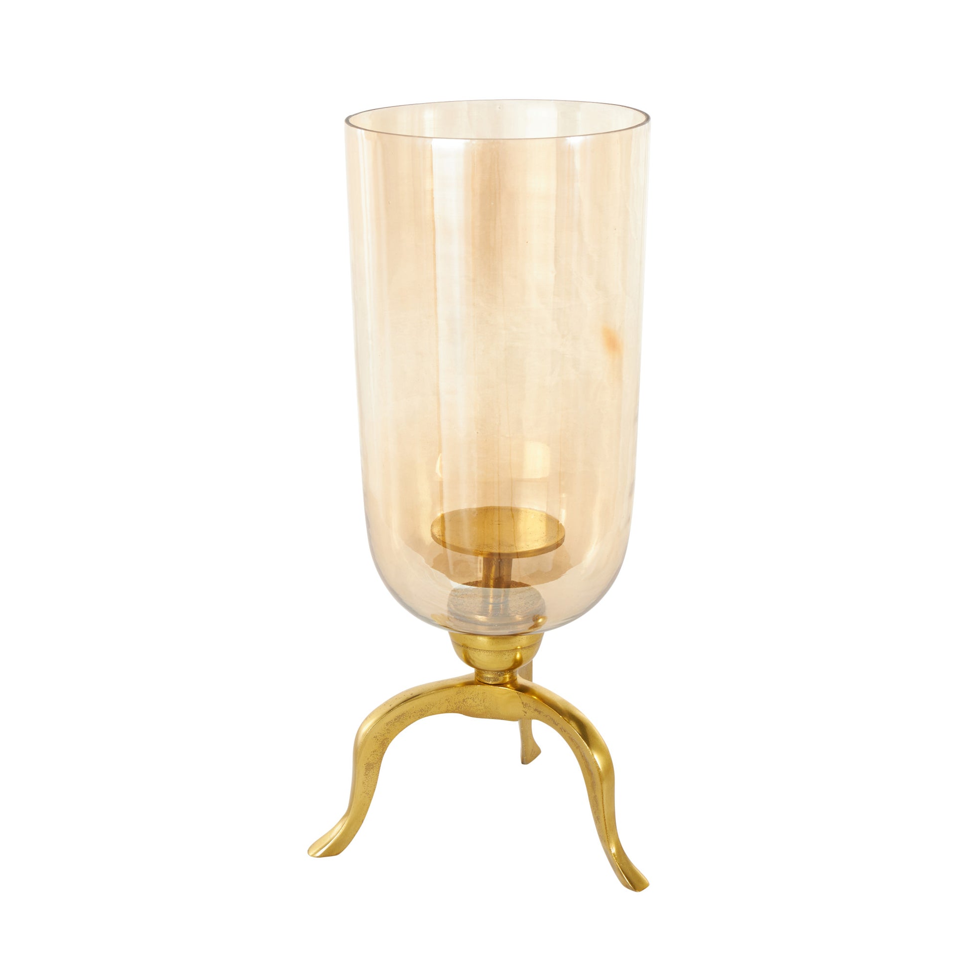 Gold Aluminum Metal Single Candle Room Hurricane Lamp
