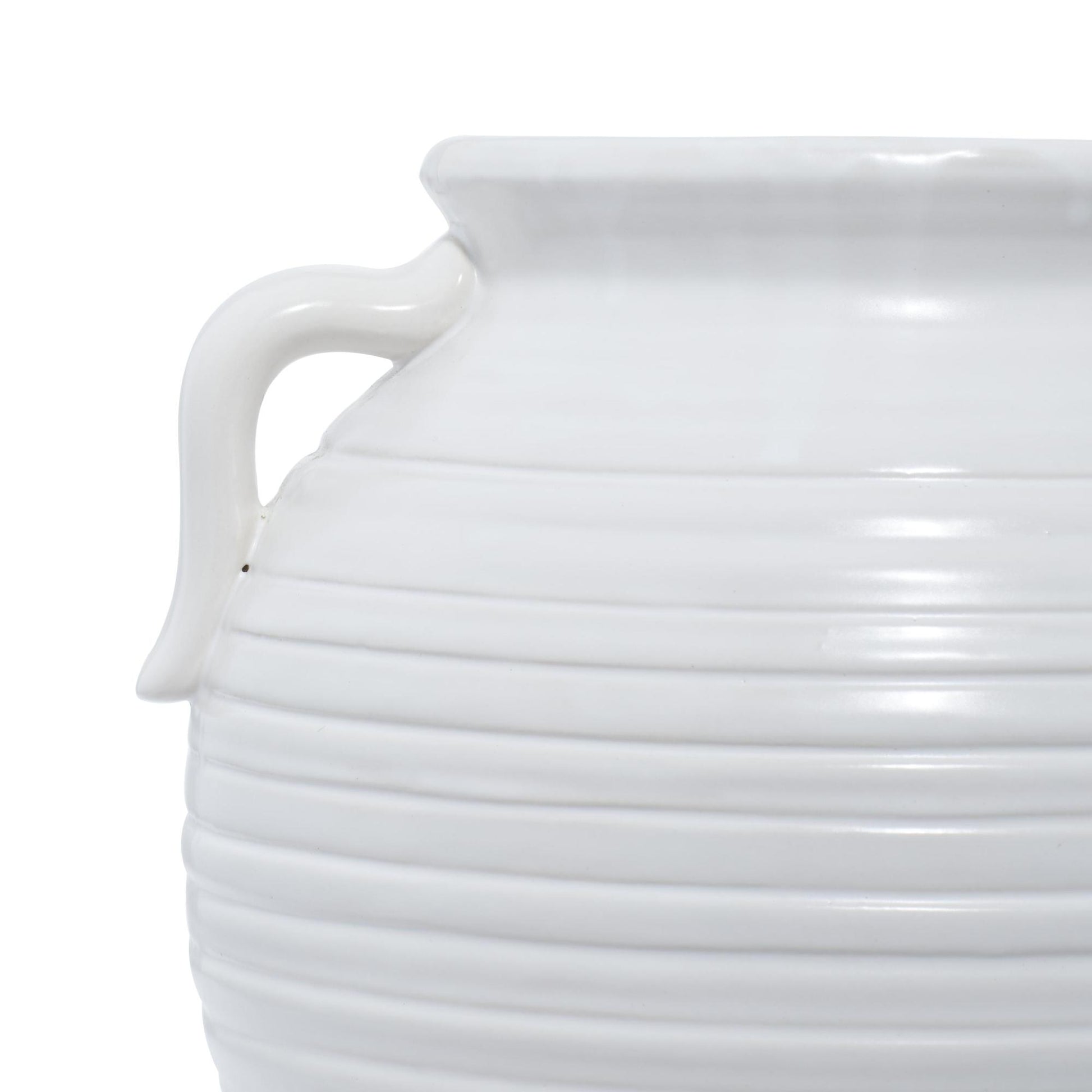 White Ceramic Indoor Outdoor Planter with Handles