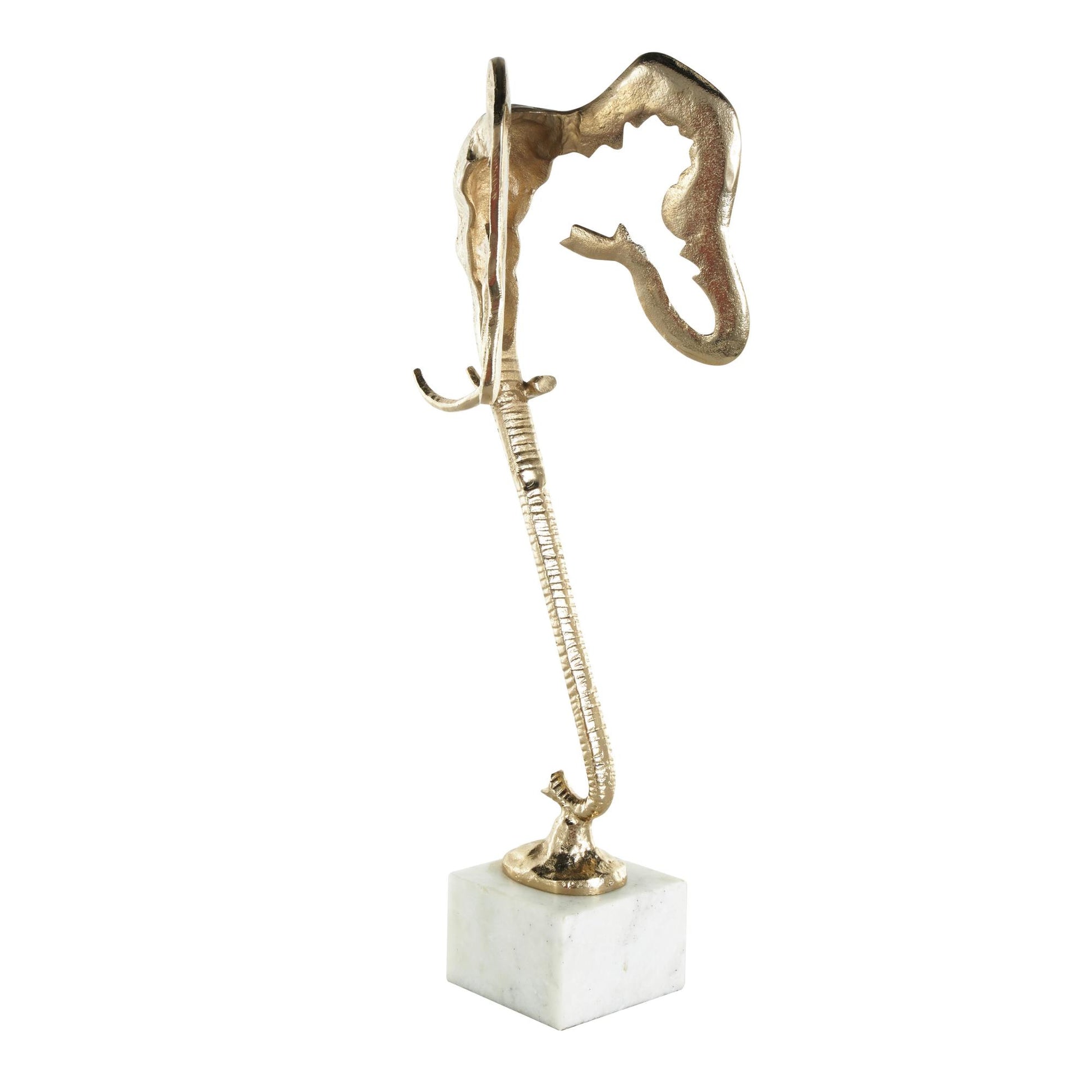 Elephant Aluminum Metal Tall Cutout Silhouette Decorative Sculpture with Marble Base 9" x 9" x 27"