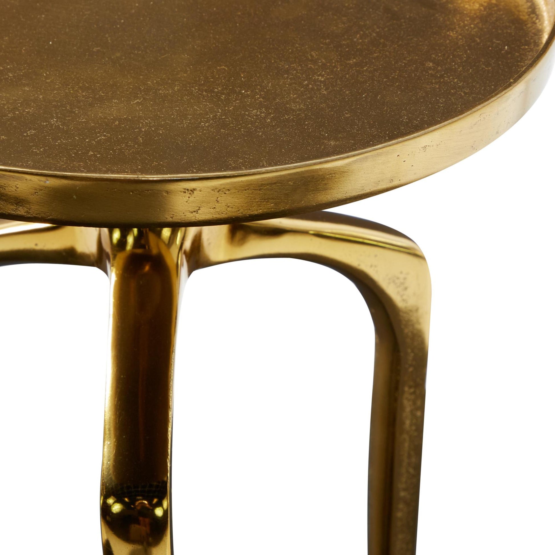 Aluminum Metal Tray Inspired Top Side End Accent Table with 3 Tripod Legs
