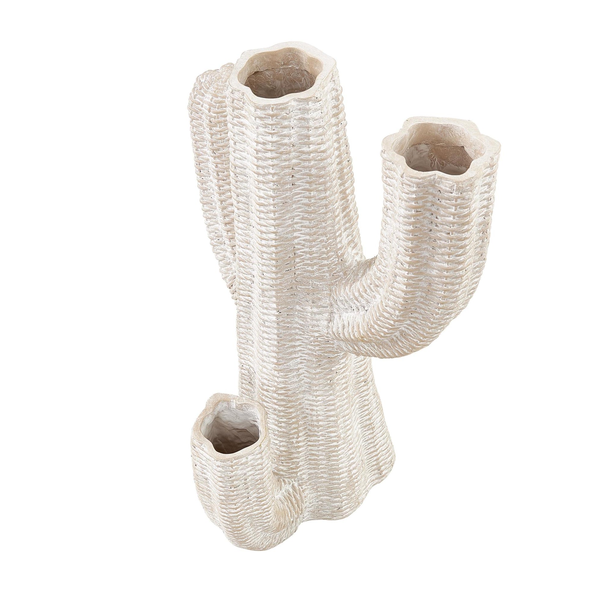 Cactus Cream Resin Tall Textured Indoor Outdoor Planter