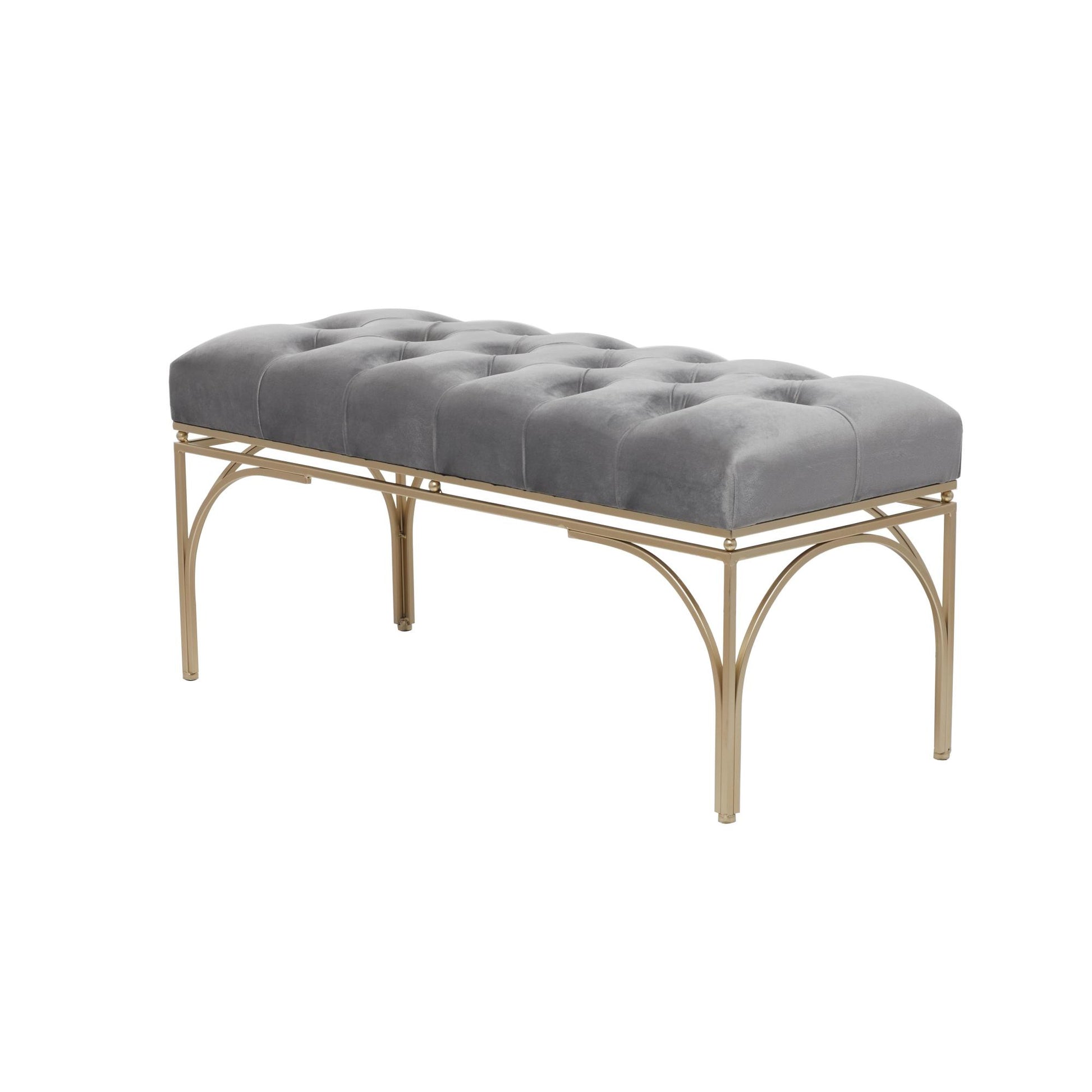 Velvet Home Bench with Gold Legs