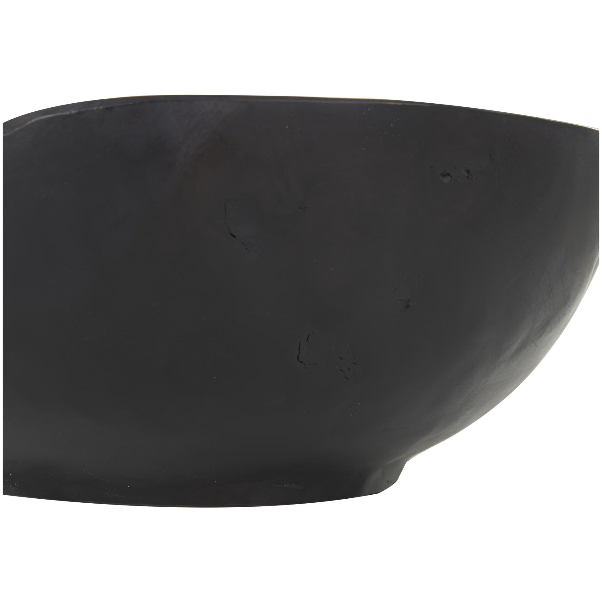 Abstract Black Teak Wood Handmade Large Decorative Bowl with Freeform Edge