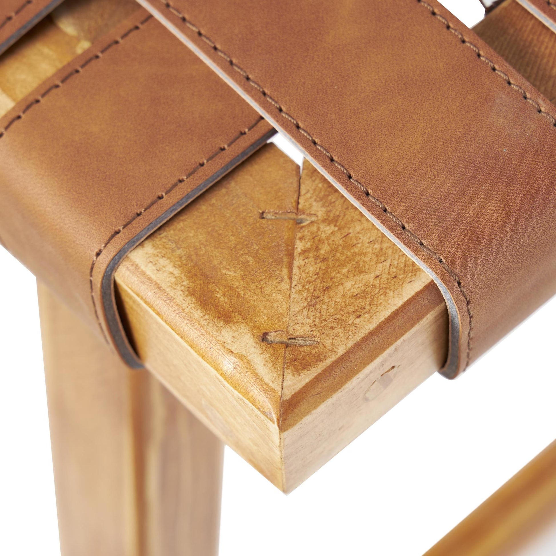 Faux Leather Handmade Woven Kitchen Bar Stool with Wood Frame