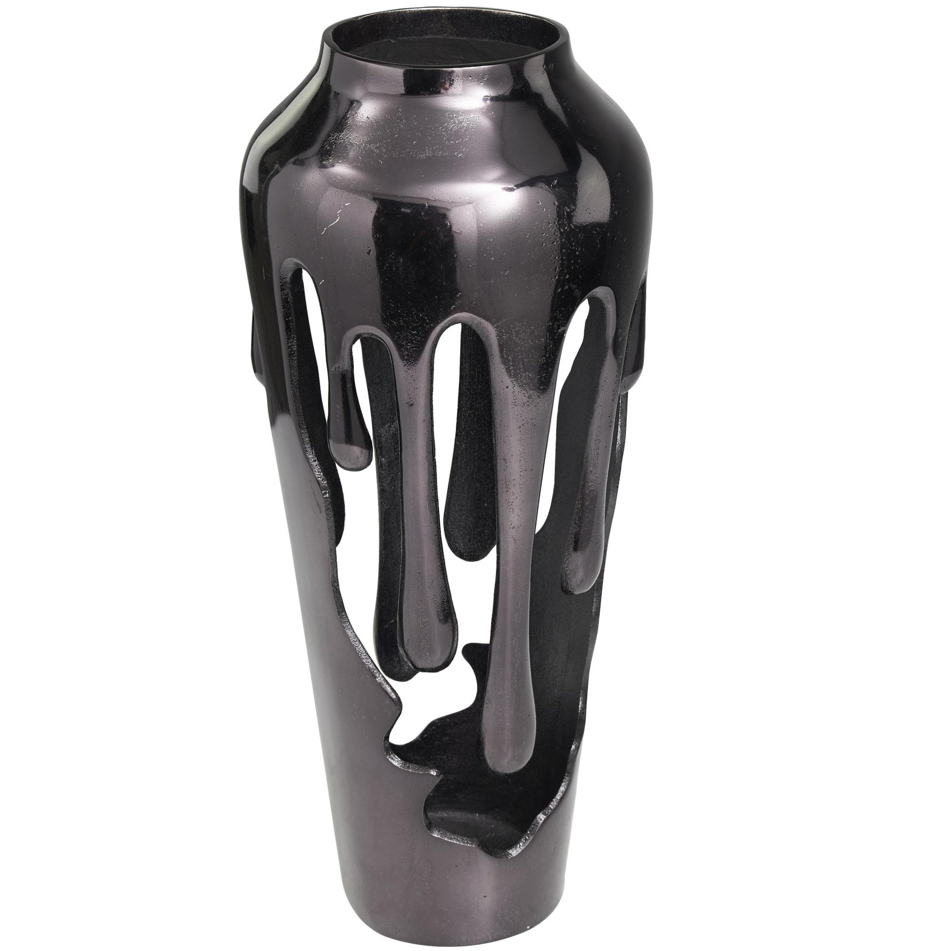 Abstract Aluminum Metal Drip Decorative Vase with Melting Designed Body