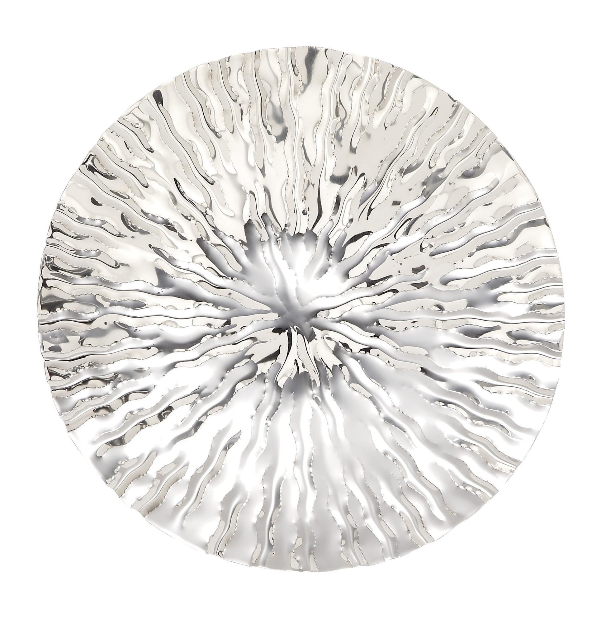 Set of 9 Plate Silver Stainless Steel Metal Home Wall Decor with Hammered Design