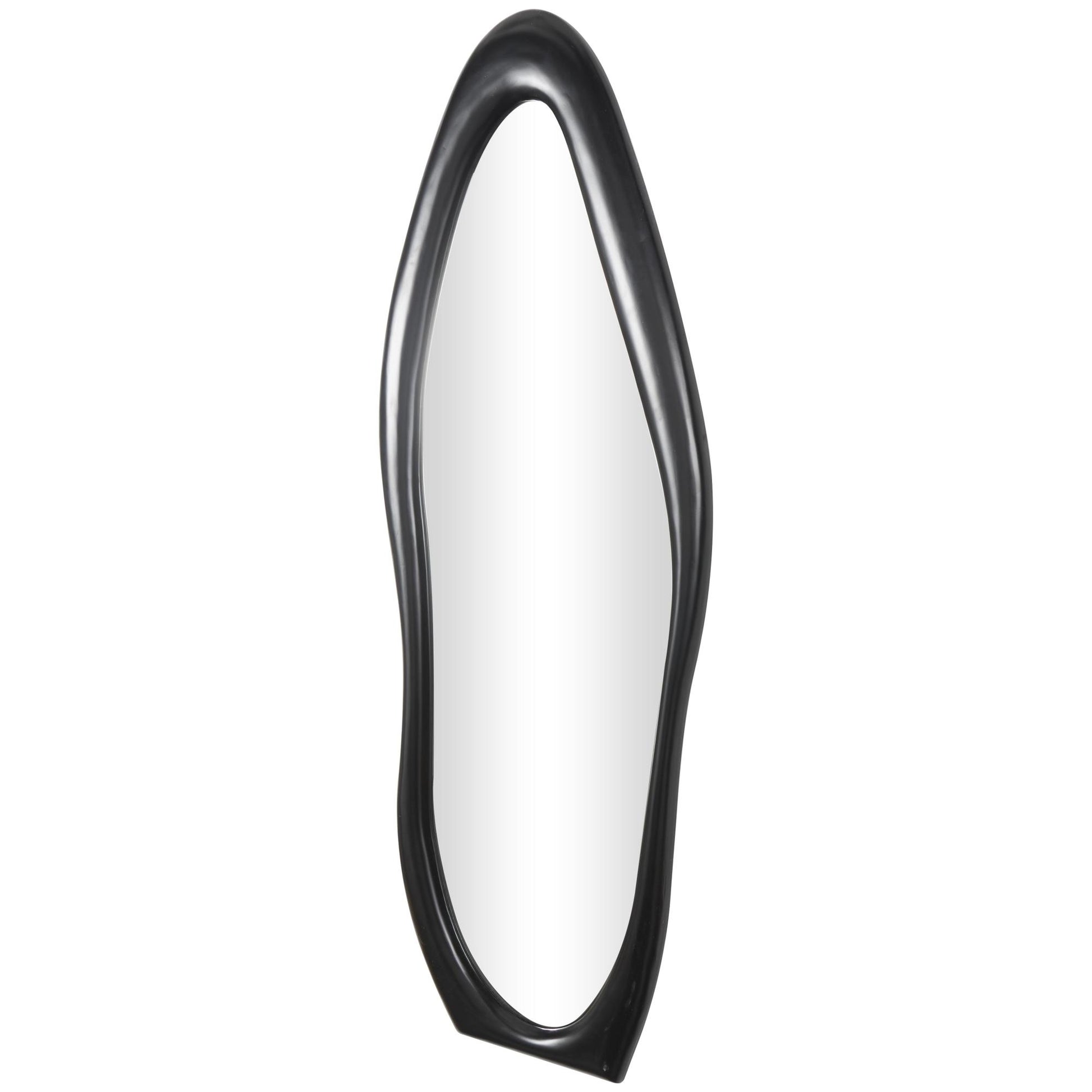 Wooden Abstract Wavy Room Wall Mirror 24" x 2" x 63"