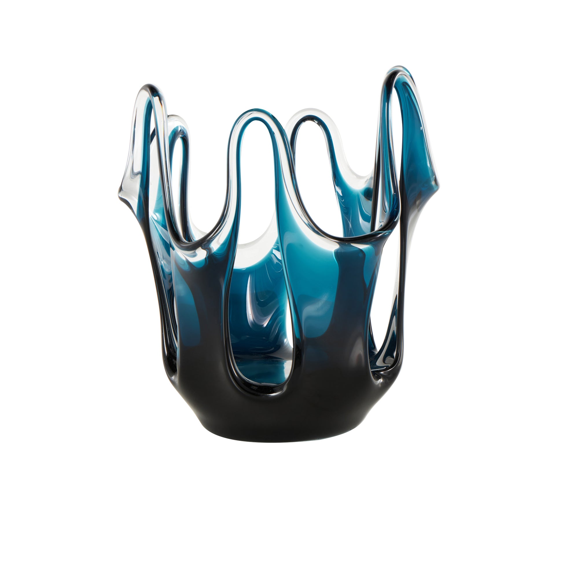 Abstract Glass Ombre Decorative Vase with Wavy Oval Cutouts