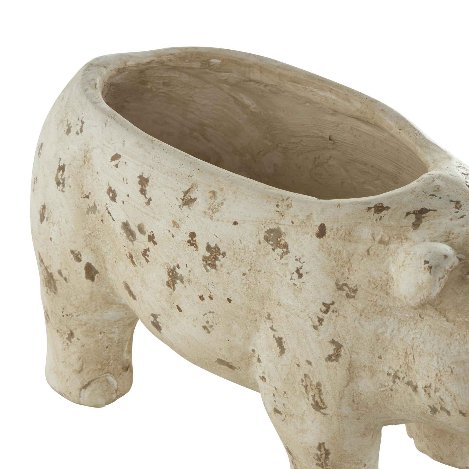 Pig Light Brown Magnesium Oxide Indoor Outdoor Planter with Distressed Details