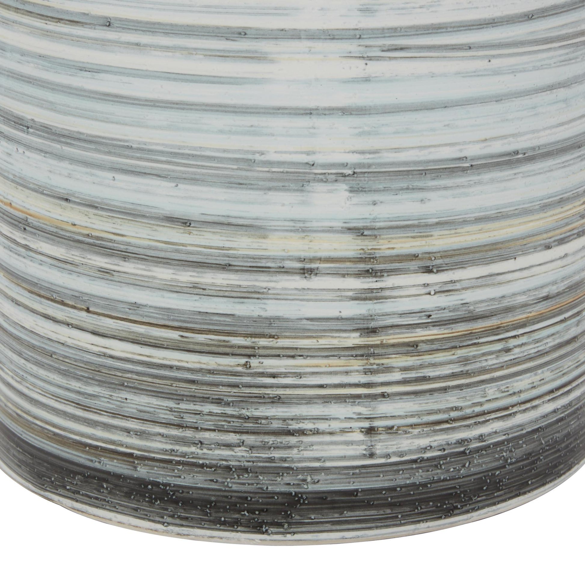 Set of 2 Gray Ceramic Striped Living Room Decorative Jars